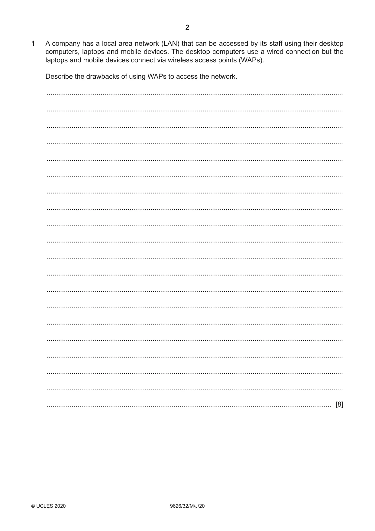 Cambridge A Level Information Technology (from 2017) 9626 2020 May/June Paper 3 · Variant 2 question paper, page 2 of 16