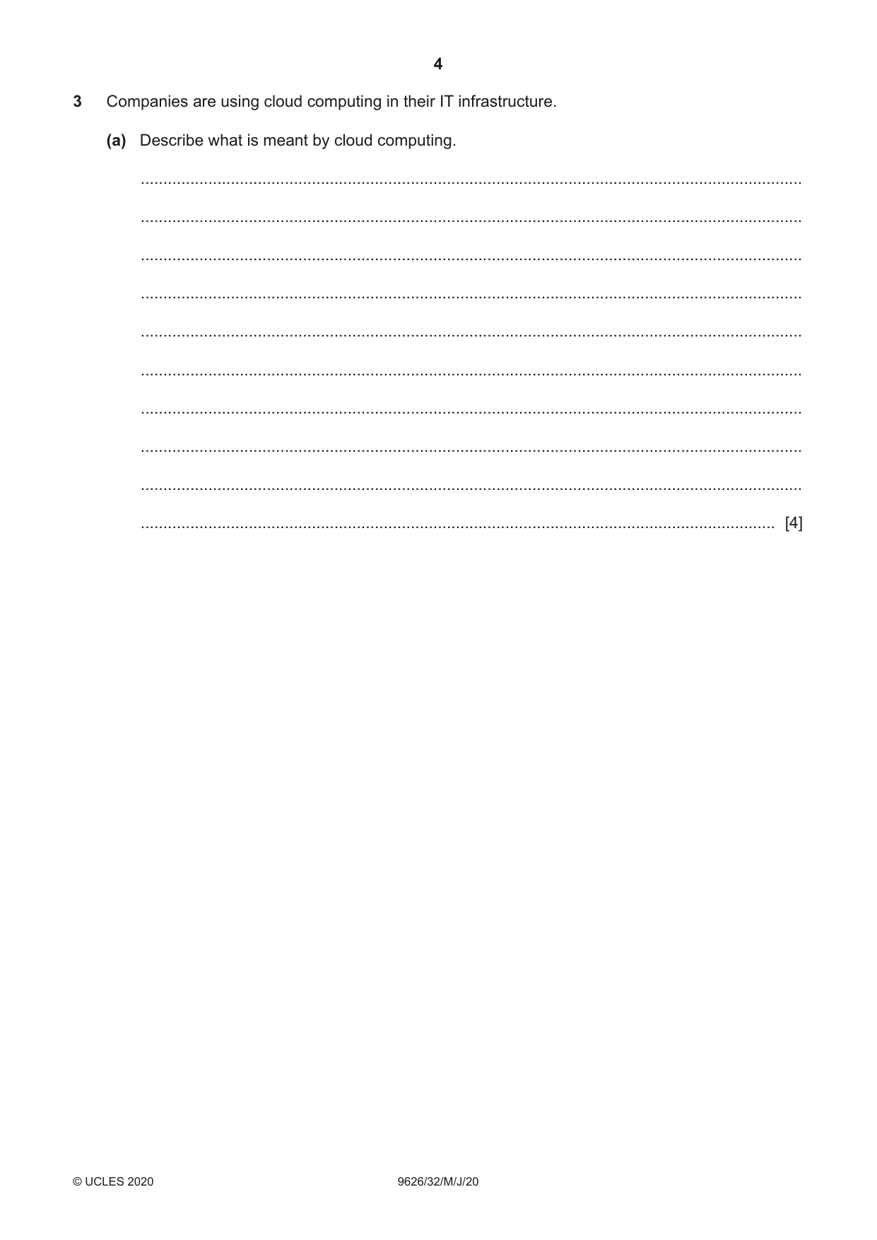 Cambridge A Level Information Technology (from 2017) 9626 2020 May/June Paper 3 · Variant 2 question paper, page 4 of 16