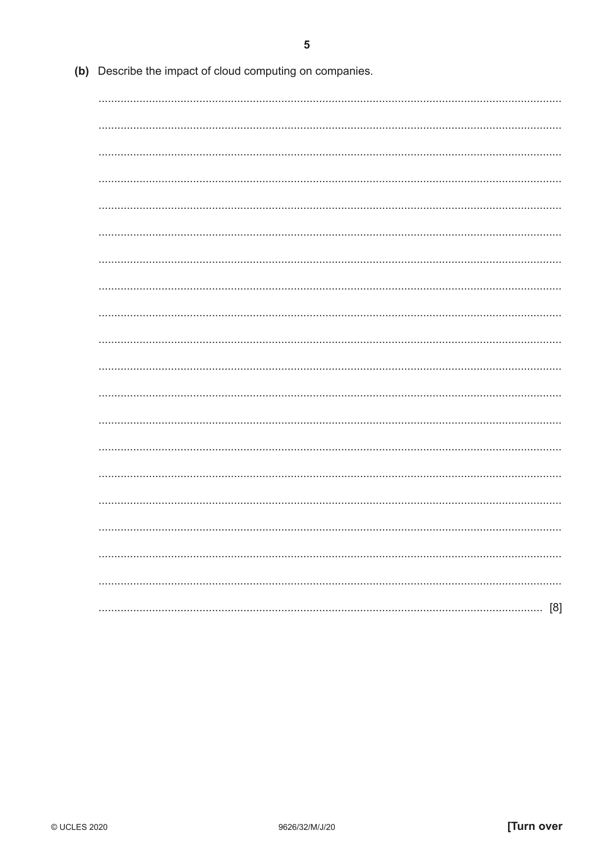 Cambridge A Level Information Technology (from 2017) 9626 2020 May/June Paper 3 · Variant 2 question paper, page 5 of 16