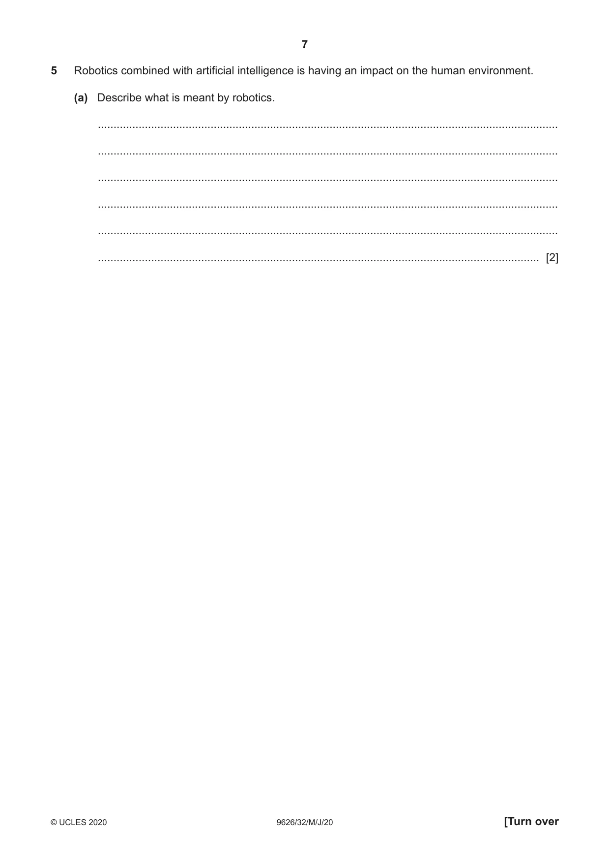 Cambridge A Level Information Technology (from 2017) 9626 2020 May/June Paper 3 · Variant 2 question paper, page 7 of 16