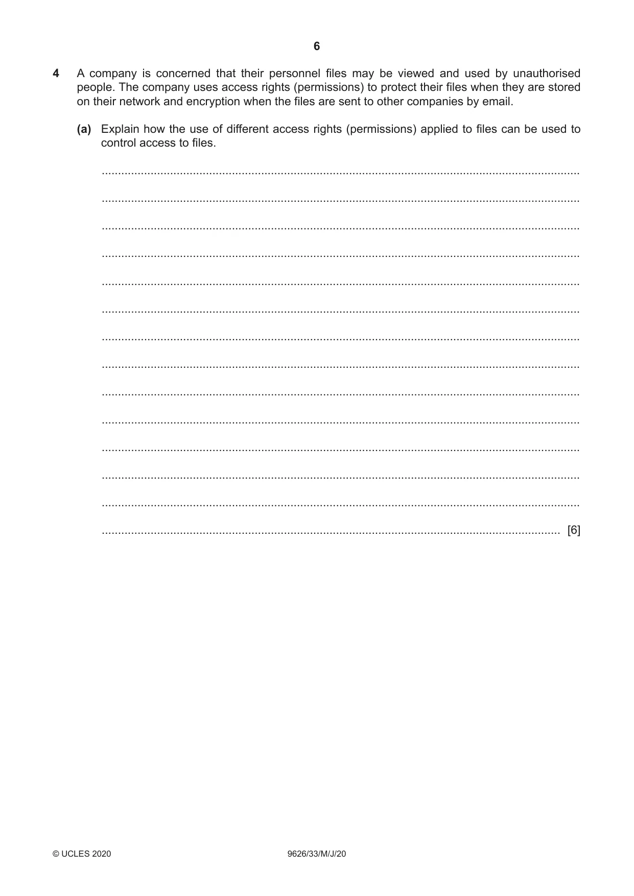Cambridge A Level Information Technology (from 2017) 9626 2020 May/June Paper 3 · Variant 3 question paper, page 6 of 16