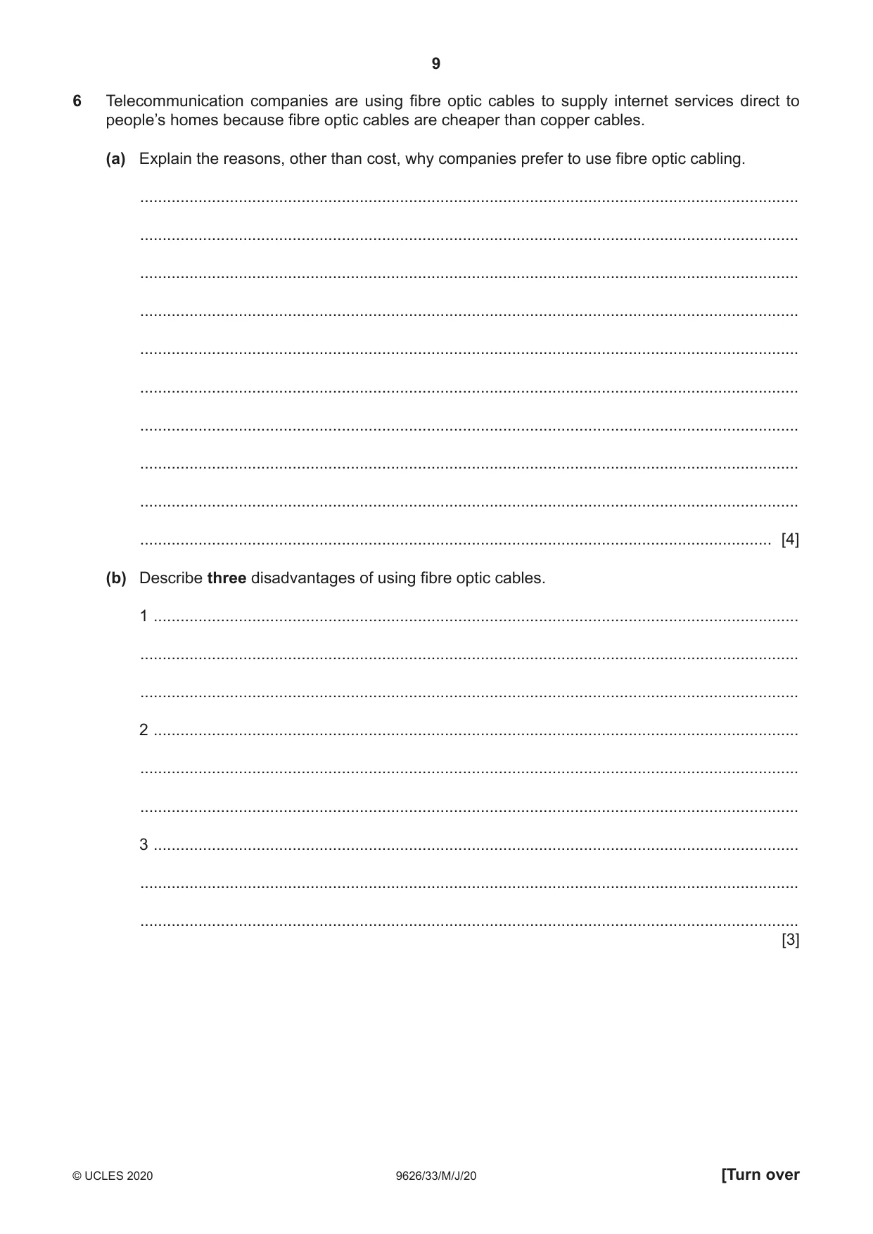 Cambridge A Level Information Technology (from 2017) 9626 2020 May/June Paper 3 · Variant 3 question paper, page 9 of 16
