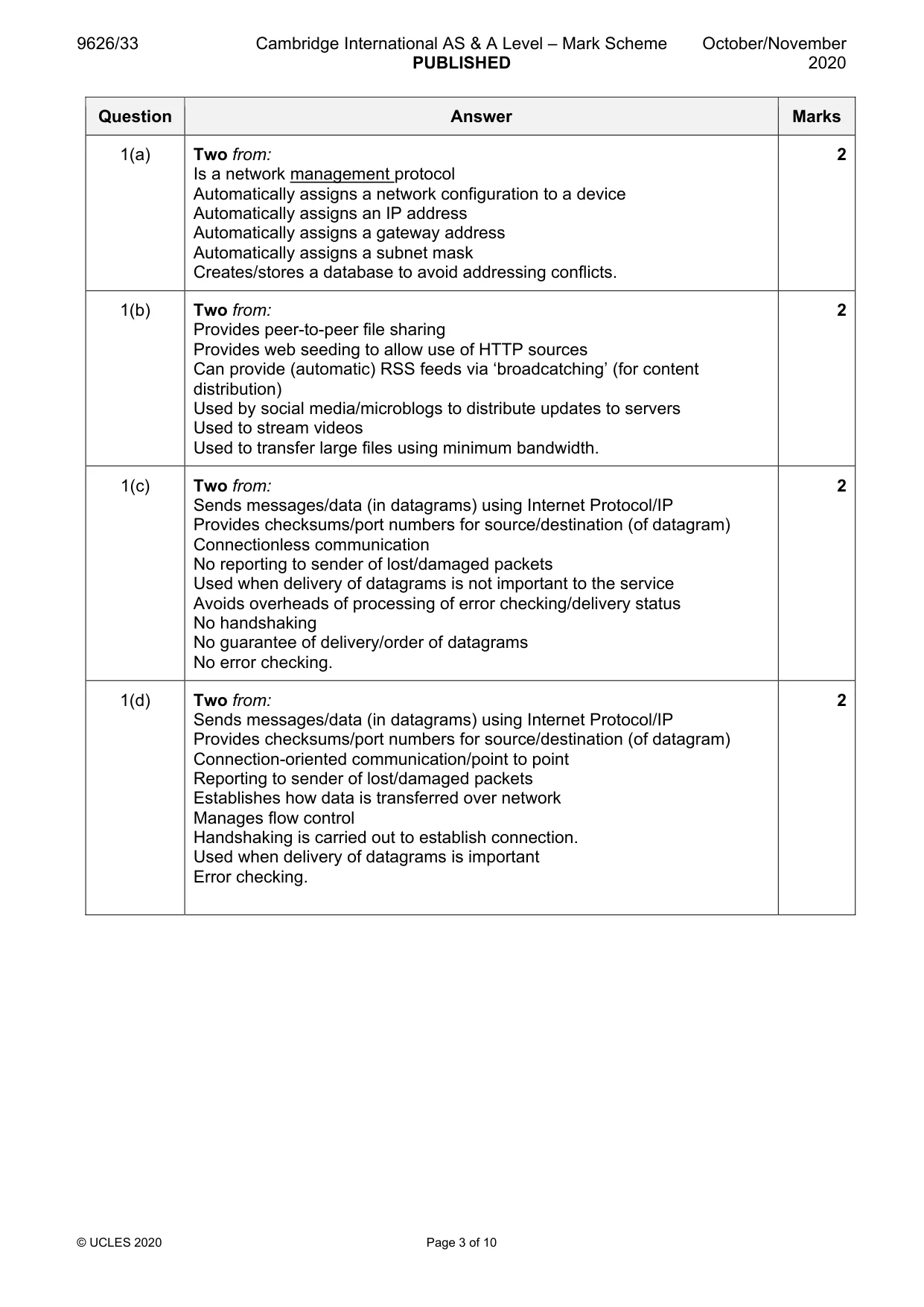 Mark scheme, page 3 of 10