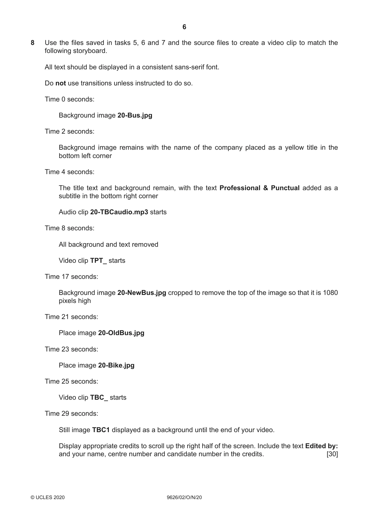 Cambridge A Level Information Technology (from 2017) 9626 2020 Oct/Nov Paper 2 · Variant 0 question paper, page 6 of 8
