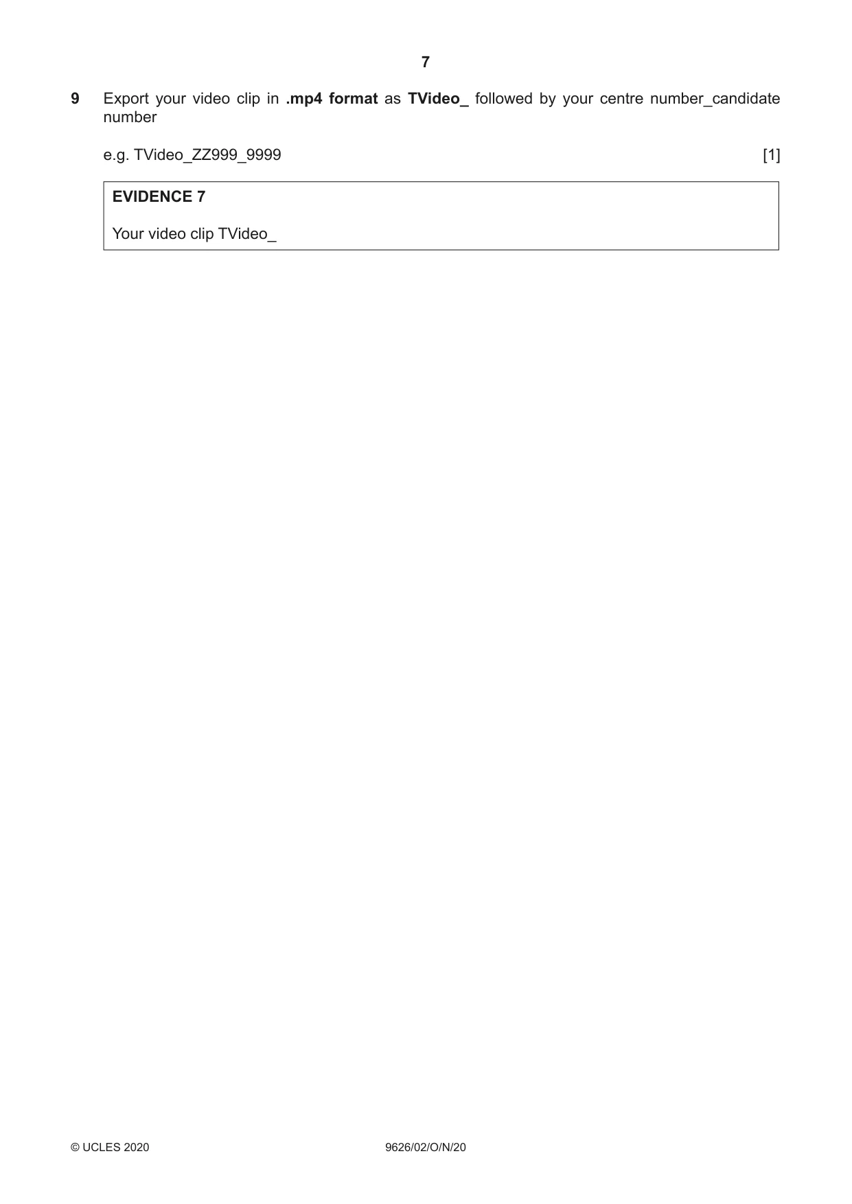 Cambridge A Level Information Technology (from 2017) 9626 2020 Oct/Nov Paper 2 · Variant 0 question paper, page 7 of 8
