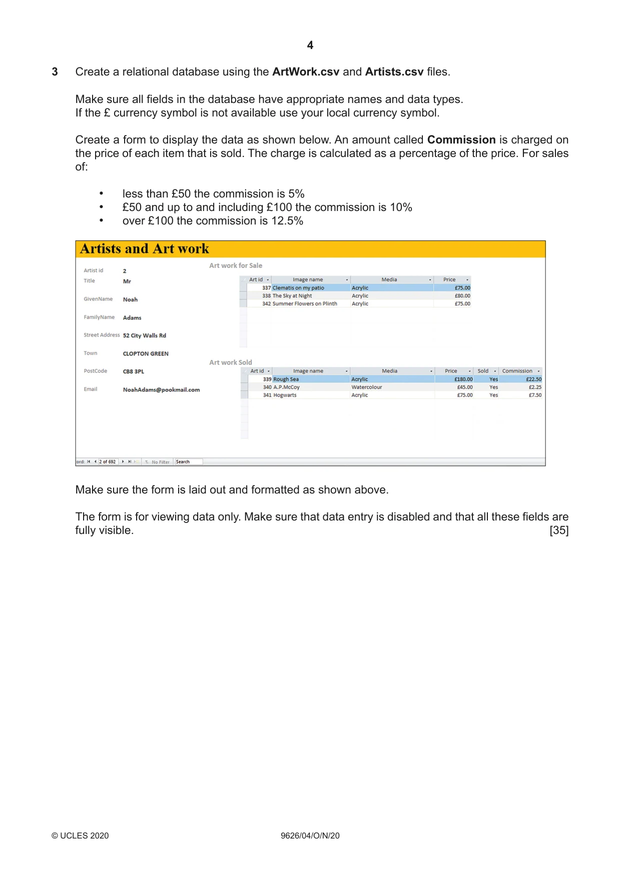 Cambridge A Level Information Technology (from 2017) 9626 2020 Oct/Nov Paper 4 · Variant 0 question paper, page 4 of 8