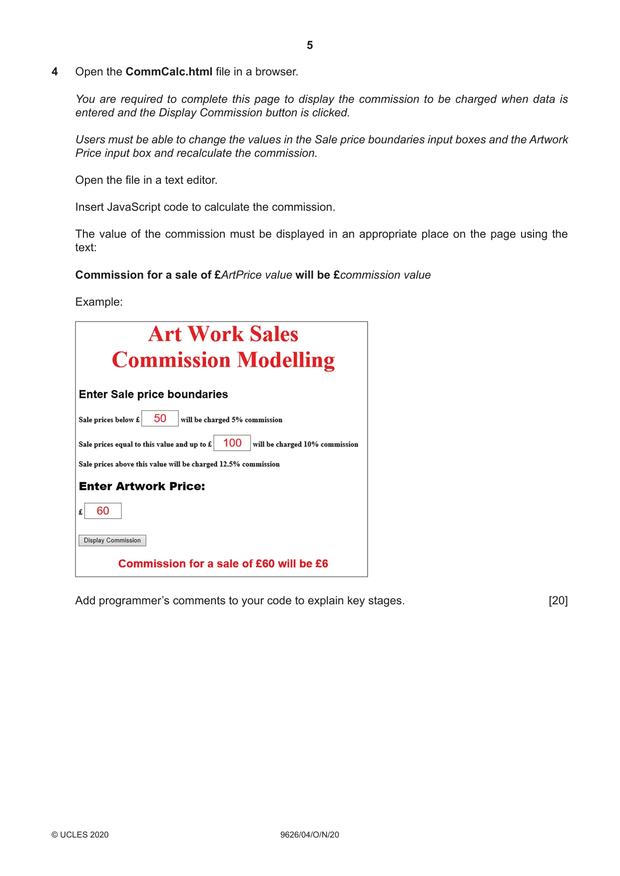Cambridge A Level Information Technology (from 2017) 9626 2020 Oct/Nov Paper 4 · Variant 0 question paper, page 5 of 8