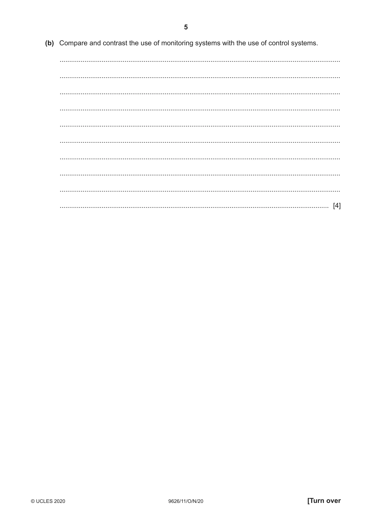 Cambridge A Level Information Technology (from 2017) 9626 2020 Oct/Nov Paper 1 · Variant 1 question paper, page 5 of 16