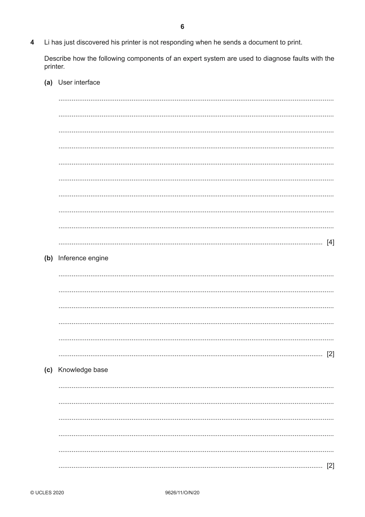 Cambridge A Level Information Technology (from 2017) 9626 2020 Oct/Nov Paper 1 · Variant 1 question paper, page 6 of 16