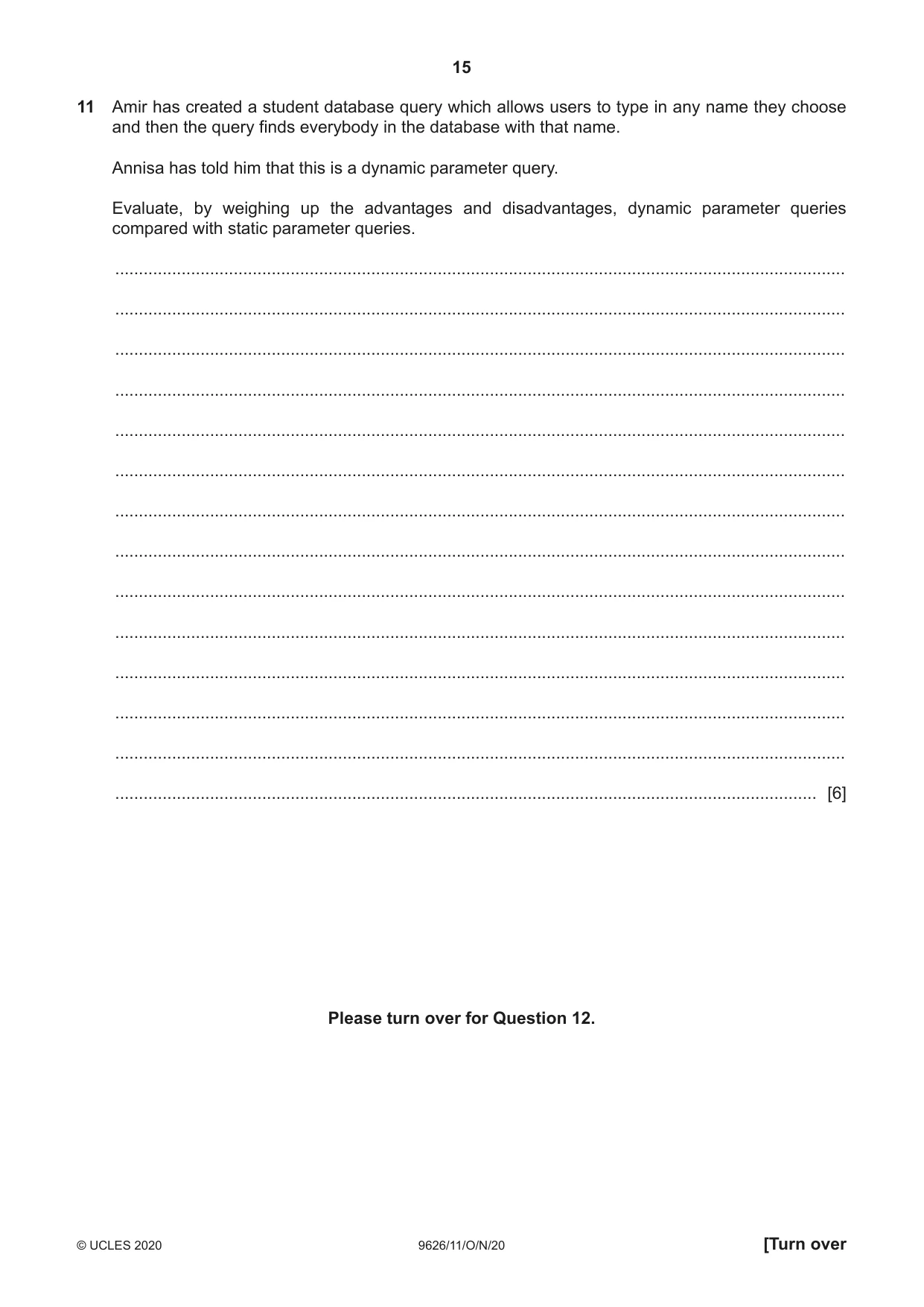 Cambridge A Level Information Technology (from 2017) 9626 2020 Oct/Nov Paper 1 · Variant 1 question paper, page 15 of 16