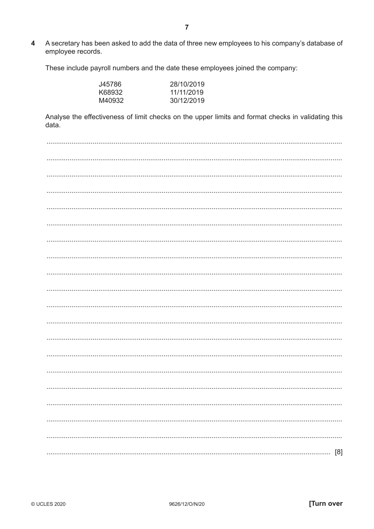 Cambridge A Level Information Technology (from 2017) 9626 2020 Oct/Nov Paper 1 · Variant 2 question paper, page 7 of 20
