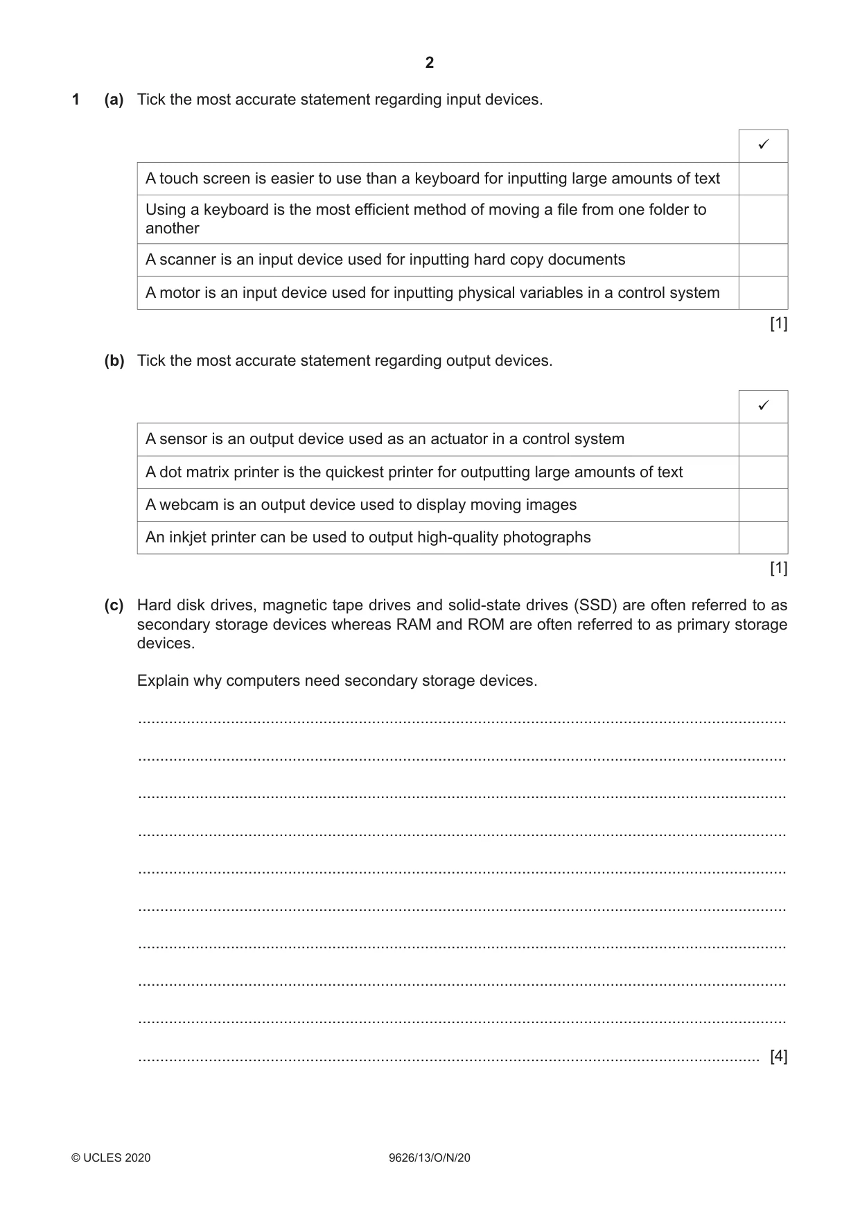 Cambridge A Level Information Technology (from 2017) 9626 2020 Oct/Nov Paper 1 · Variant 3 question paper, page 2 of 16