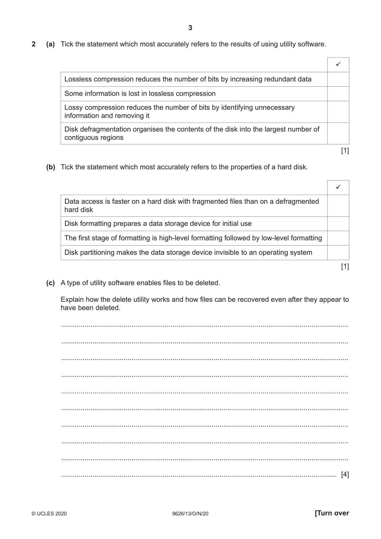 Cambridge A Level Information Technology (from 2017) 9626 2020 Oct/Nov Paper 1 · Variant 3 question paper, page 3 of 16