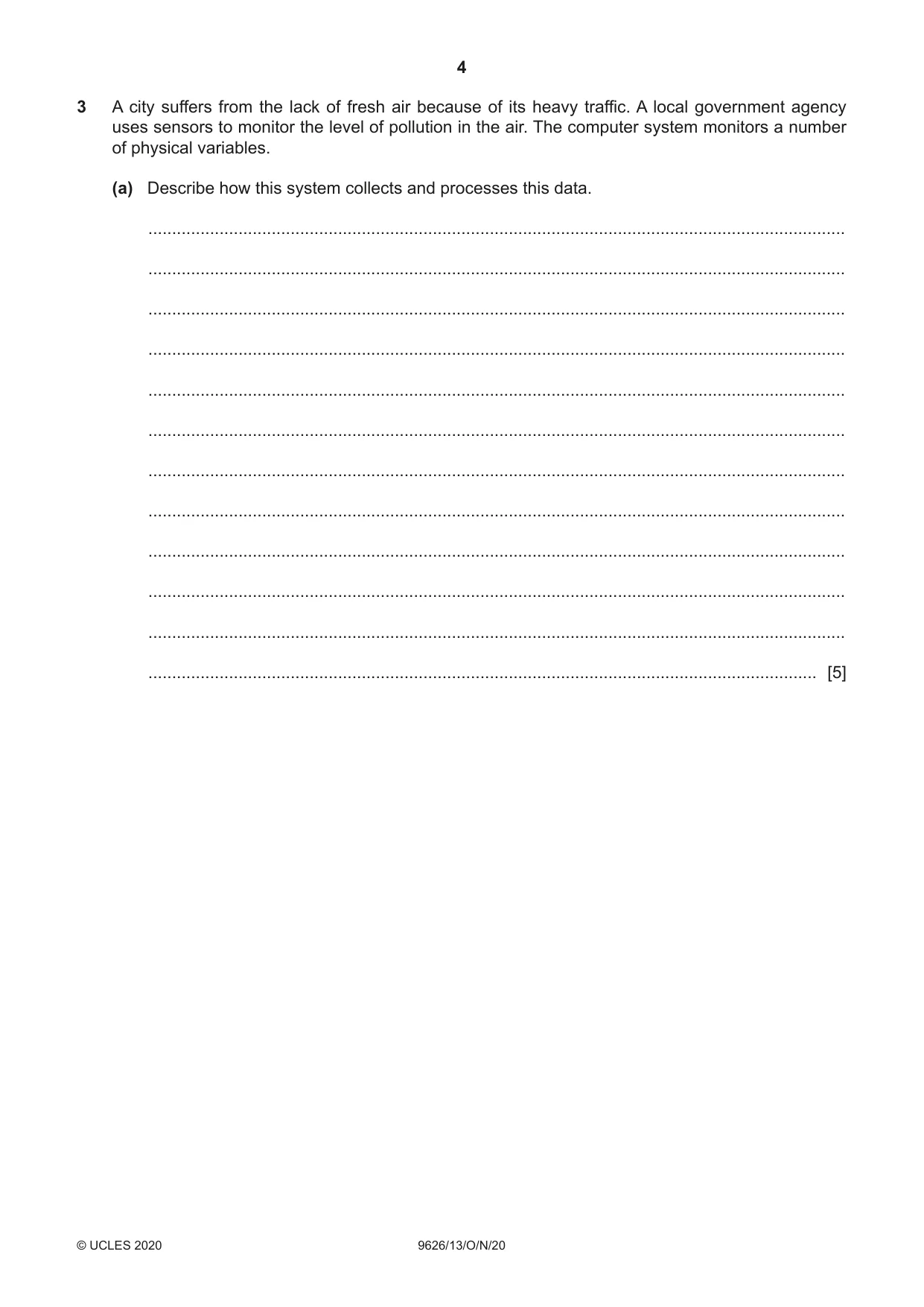 Cambridge A Level Information Technology (from 2017) 9626 2020 Oct/Nov Paper 1 · Variant 3 question paper, page 4 of 16