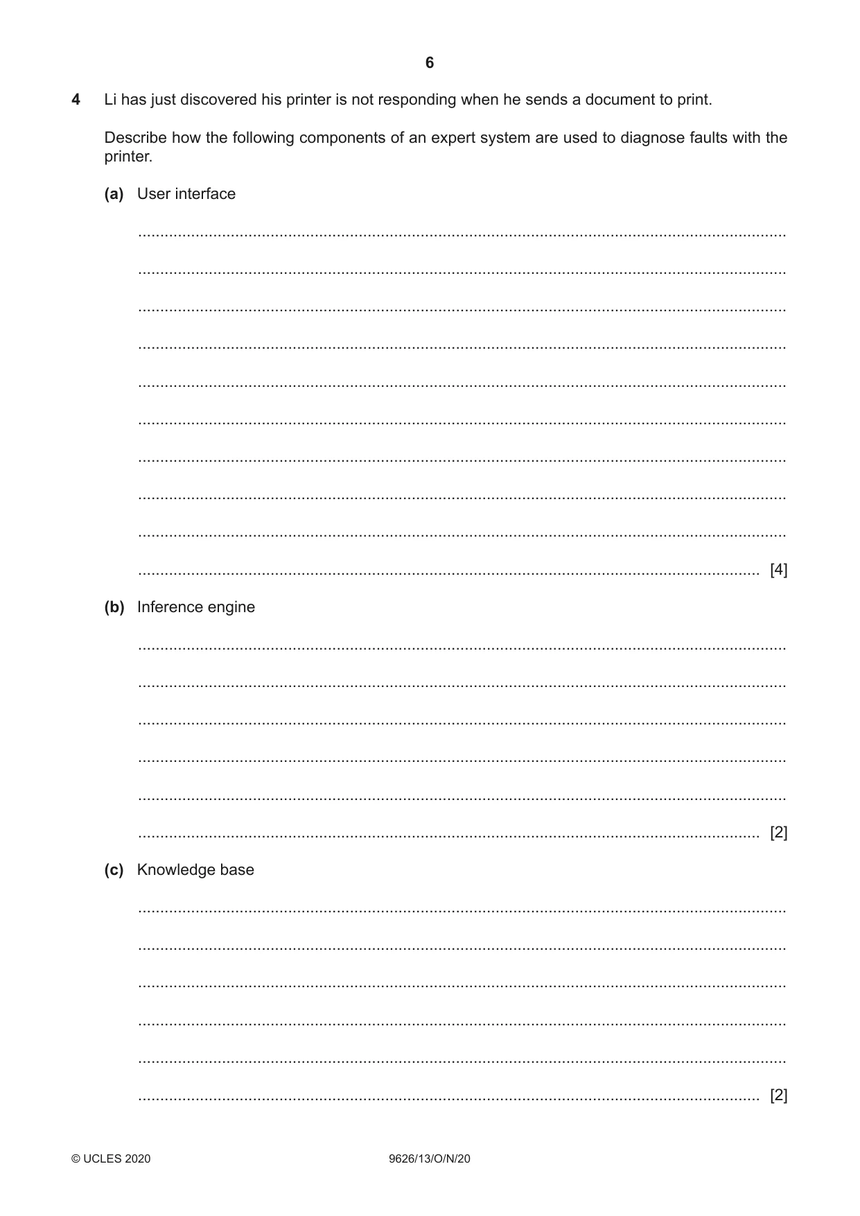 Cambridge A Level Information Technology (from 2017) 9626 2020 Oct/Nov Paper 1 · Variant 3 question paper, page 6 of 16