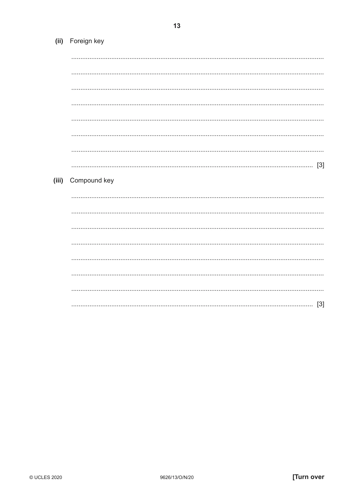 Cambridge A Level Information Technology (from 2017) 9626 2020 Oct/Nov Paper 1 · Variant 3 question paper, page 13 of 16