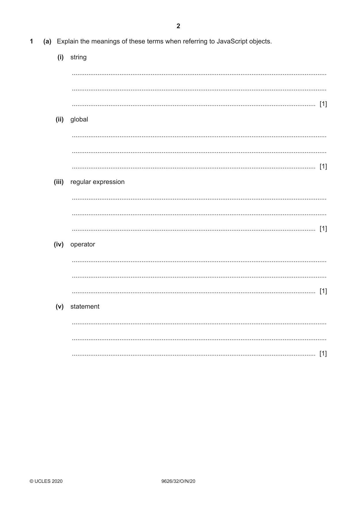 Cambridge A Level Information Technology (from 2017) 9626 2020 Oct/Nov Paper 3 · Variant 2 question paper, page 2 of 16