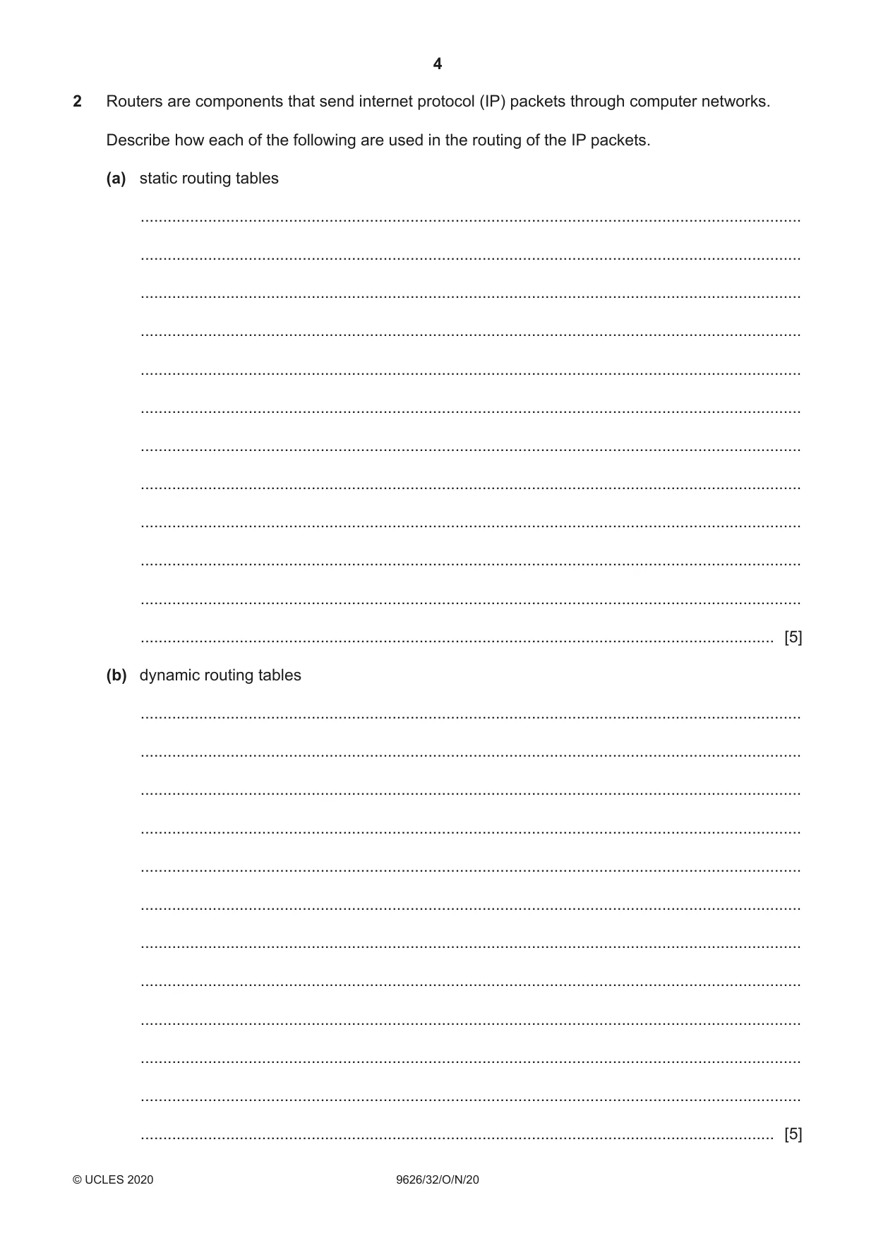 Cambridge A Level Information Technology (from 2017) 9626 2020 Oct/Nov Paper 3 · Variant 2 question paper, page 4 of 16