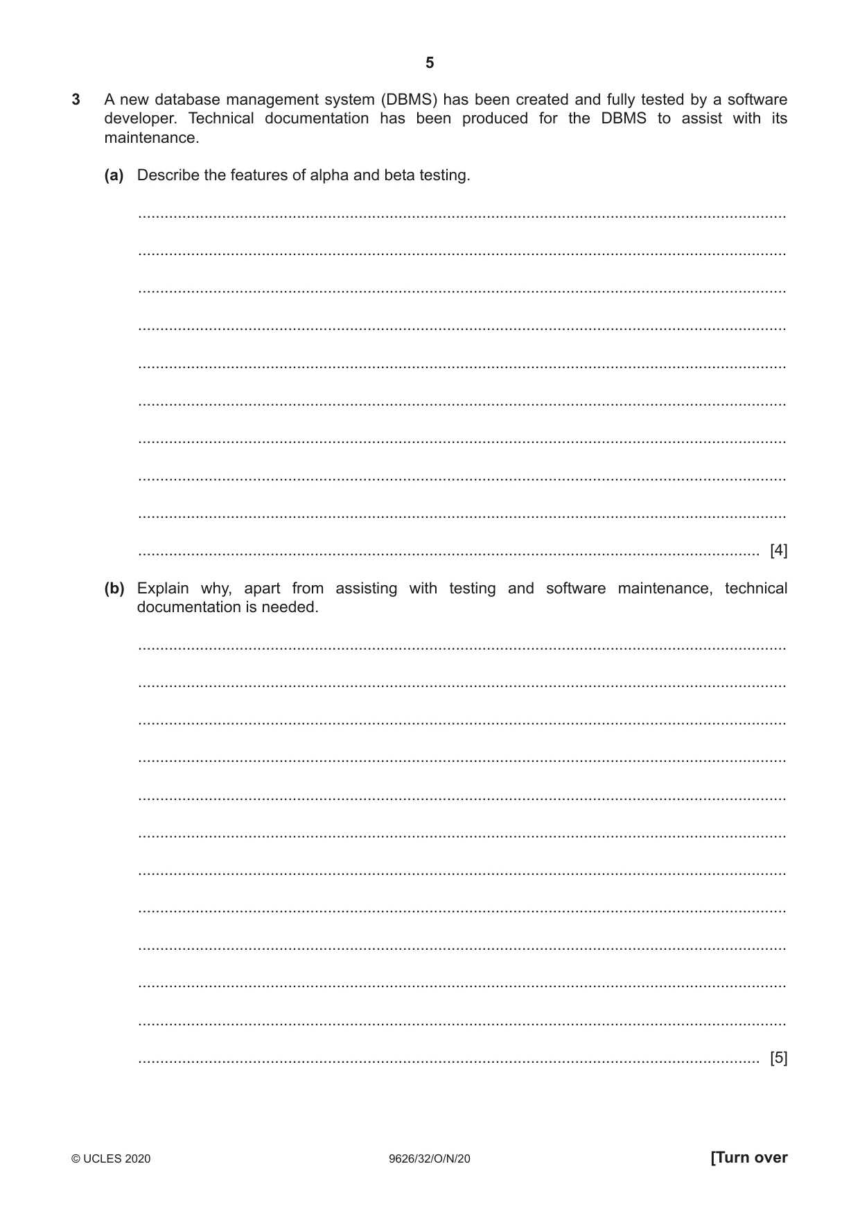 Cambridge A Level Information Technology (from 2017) 9626 2020 Oct/Nov Paper 3 · Variant 2 question paper, page 5 of 16