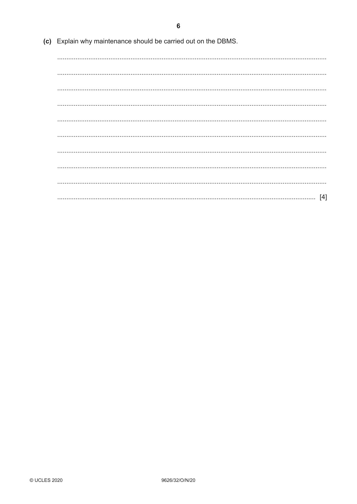 Cambridge A Level Information Technology (from 2017) 9626 2020 Oct/Nov Paper 3 · Variant 2 question paper, page 6 of 16