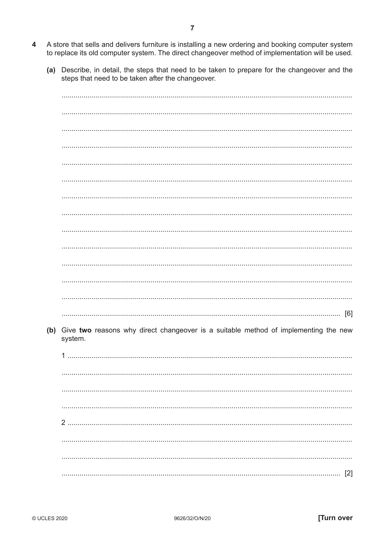 Cambridge A Level Information Technology (from 2017) 9626 2020 Oct/Nov Paper 3 · Variant 2 question paper, page 7 of 16