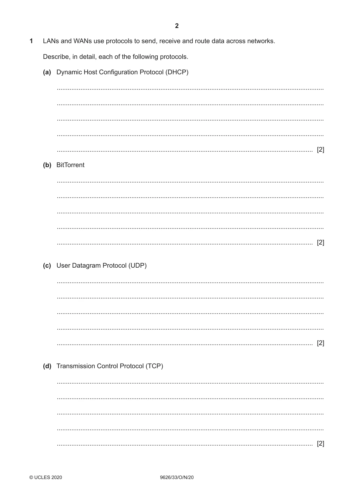 Cambridge A Level Information Technology (from 2017) 9626 2020 Oct/Nov Paper 3 · Variant 3 question paper, page 2 of 16
