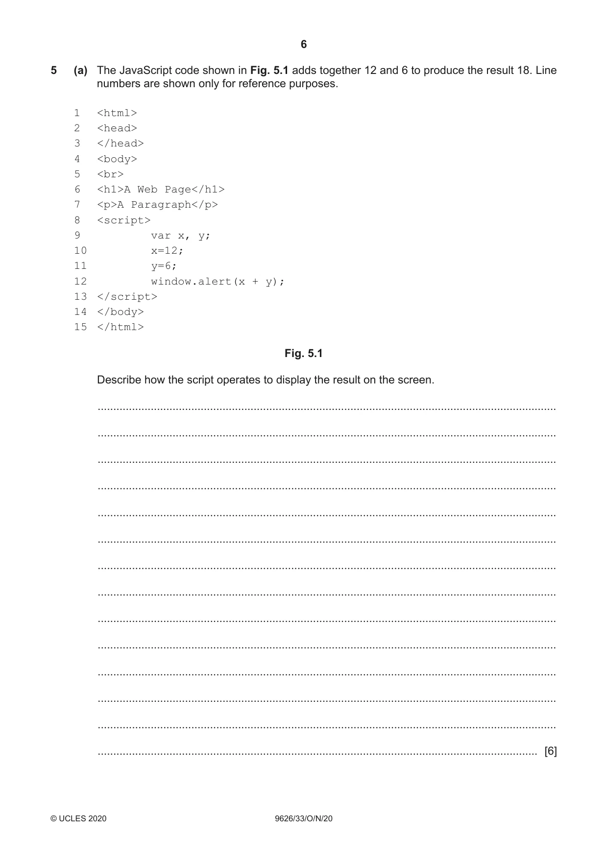 Cambridge A Level Information Technology (from 2017) 9626 2020 Oct/Nov Paper 3 · Variant 3 question paper, page 6 of 16