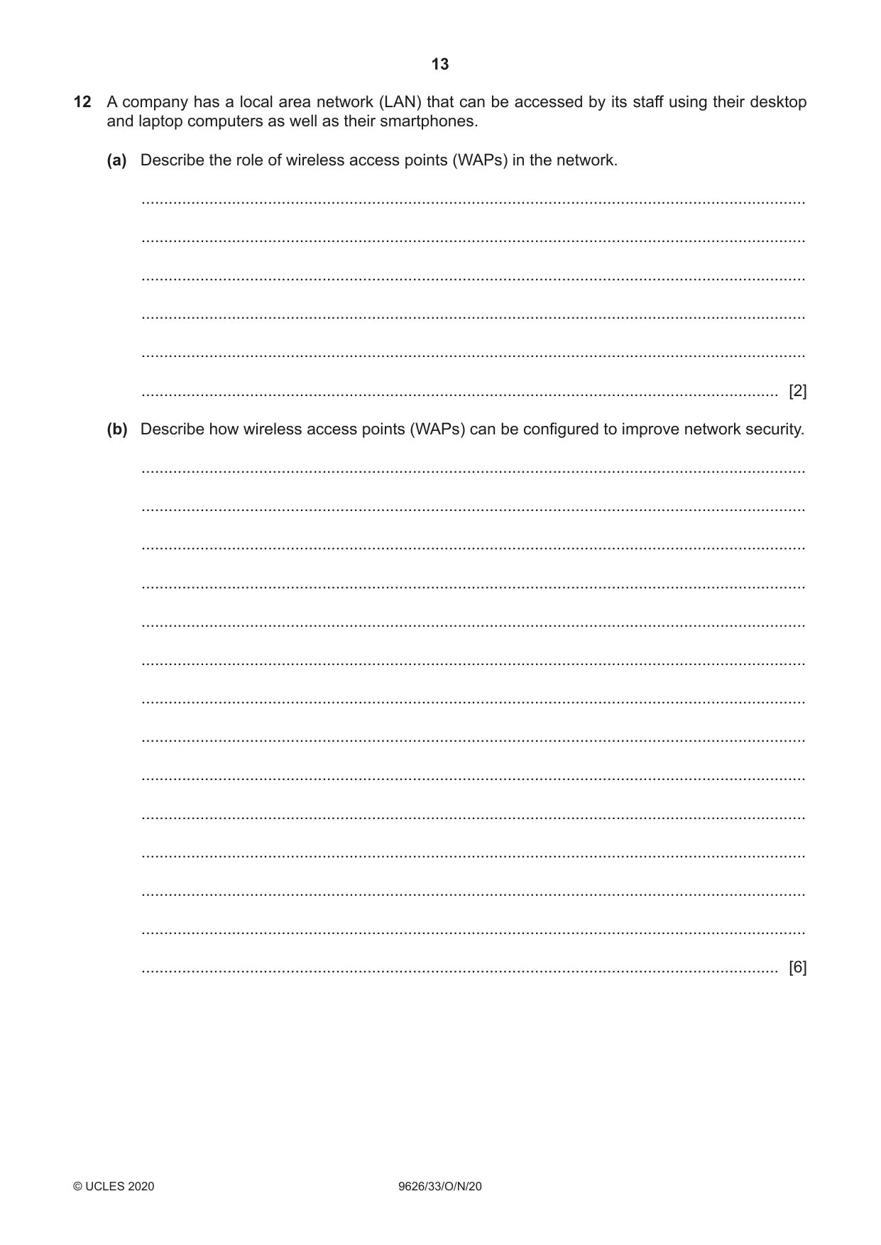 Cambridge A Level Information Technology (from 2017) 9626 2020 Oct/Nov Paper 3 · Variant 3 question paper, page 13 of 16