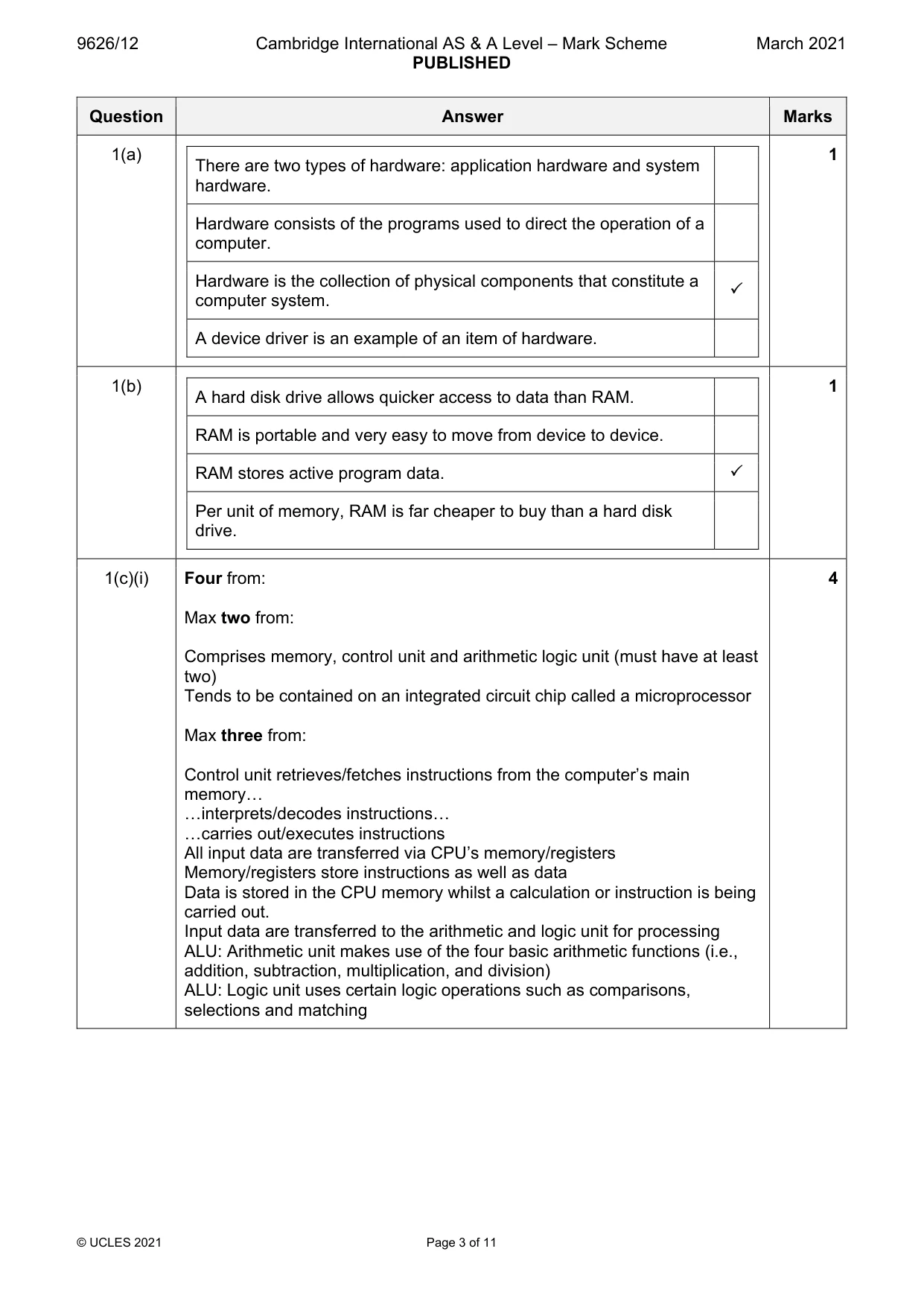 Mark scheme, page 3 of 11