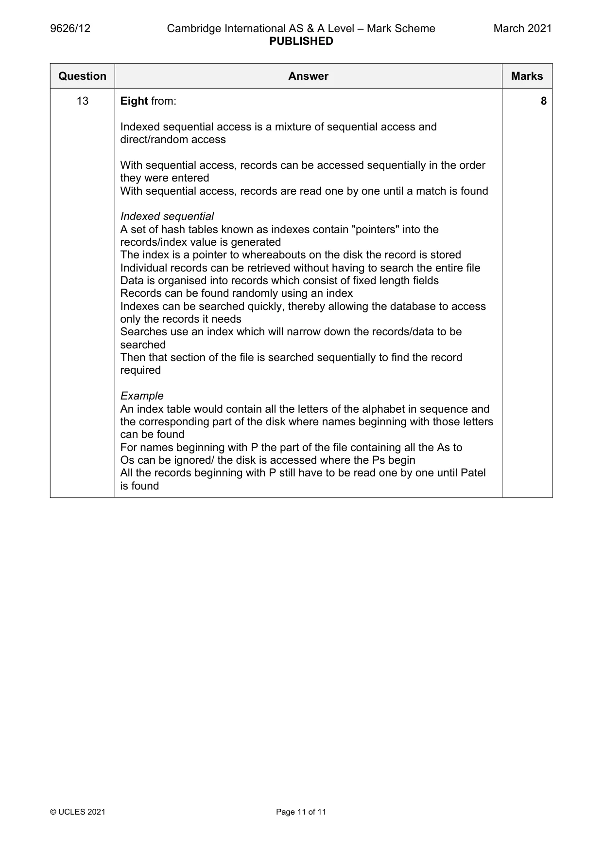 Mark scheme, page 11 of 11