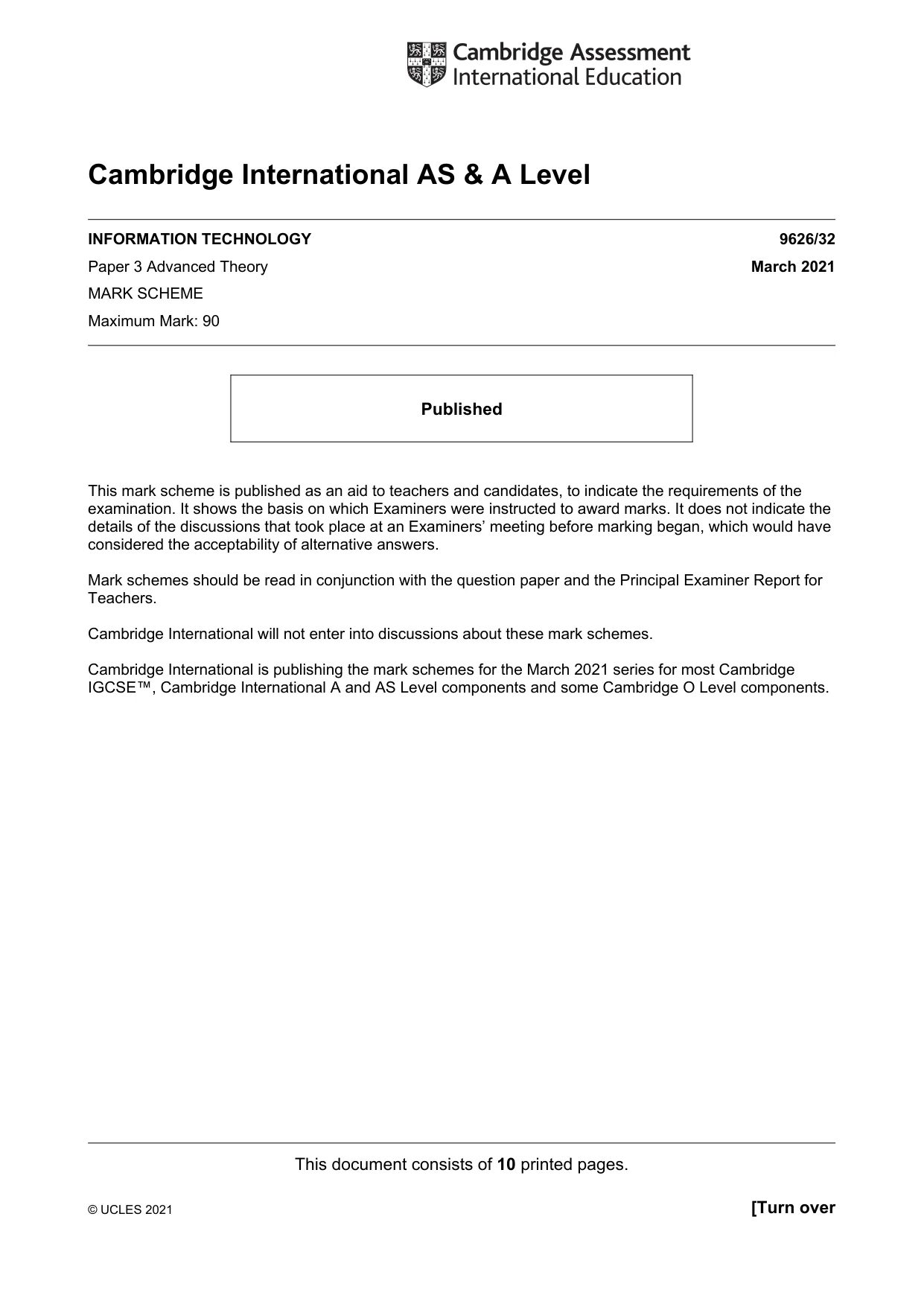 Mark scheme, page 1 of 10