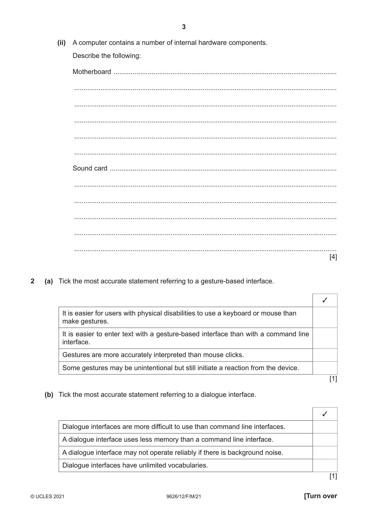 Cambridge A Level Information Technology (from 2017) 9626 2021 Feb/March Paper 1 · Variant 2 question paper, page 3 of 16