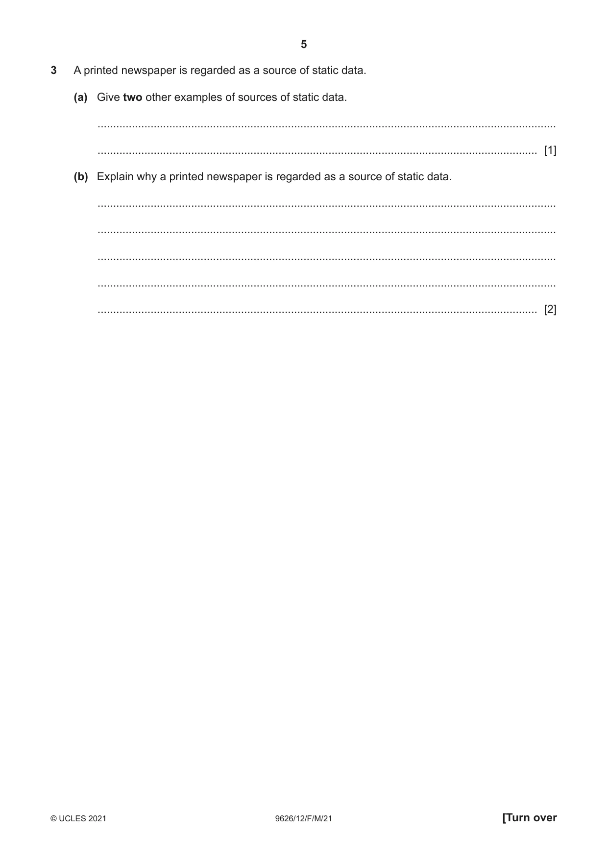 Cambridge A Level Information Technology (from 2017) 9626 2021 Feb/March Paper 1 · Variant 2 question paper, page 5 of 16