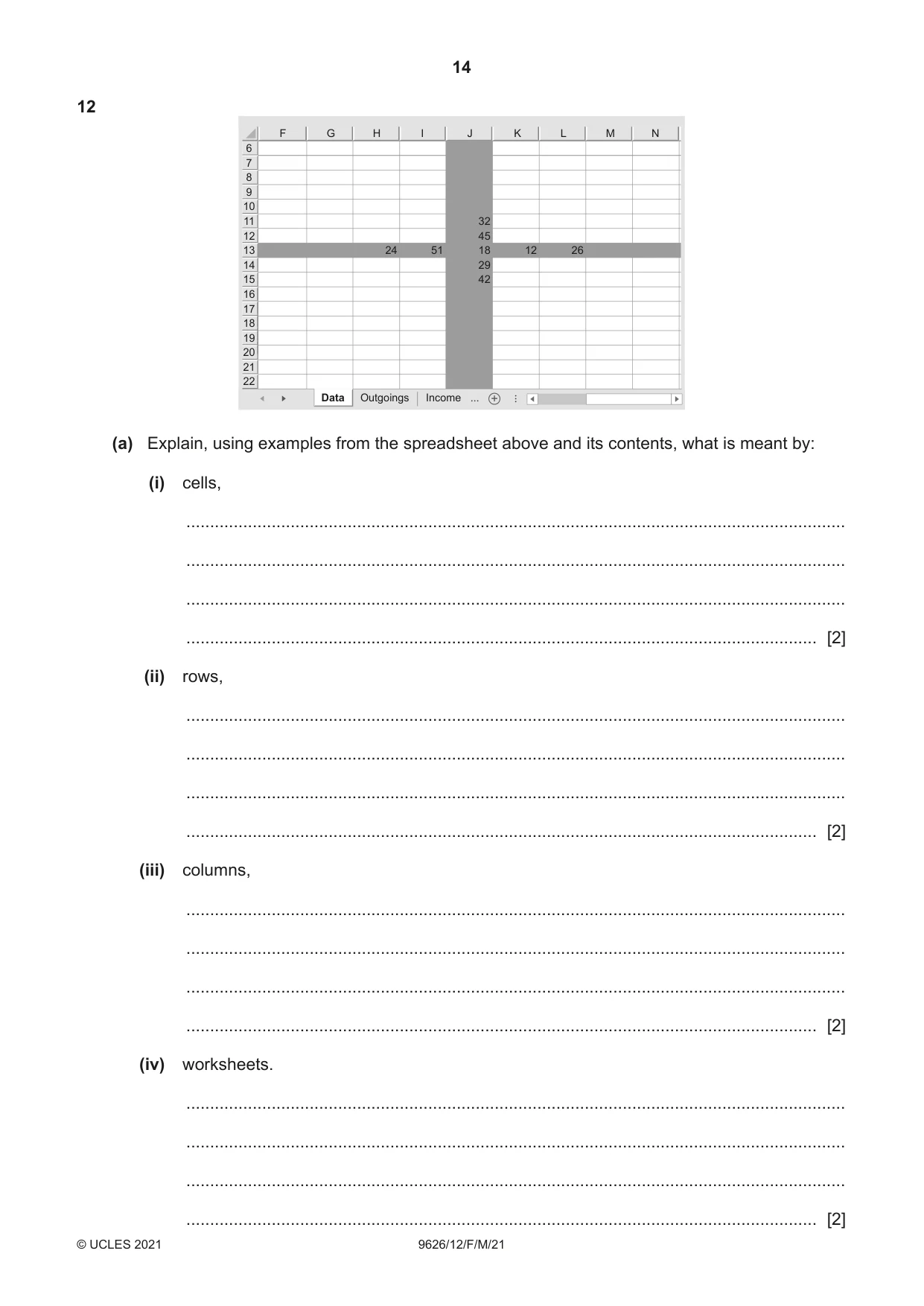 Cambridge A Level Information Technology (from 2017) 9626 2021 Feb/March Paper 1 · Variant 2 question paper, page 14 of 16