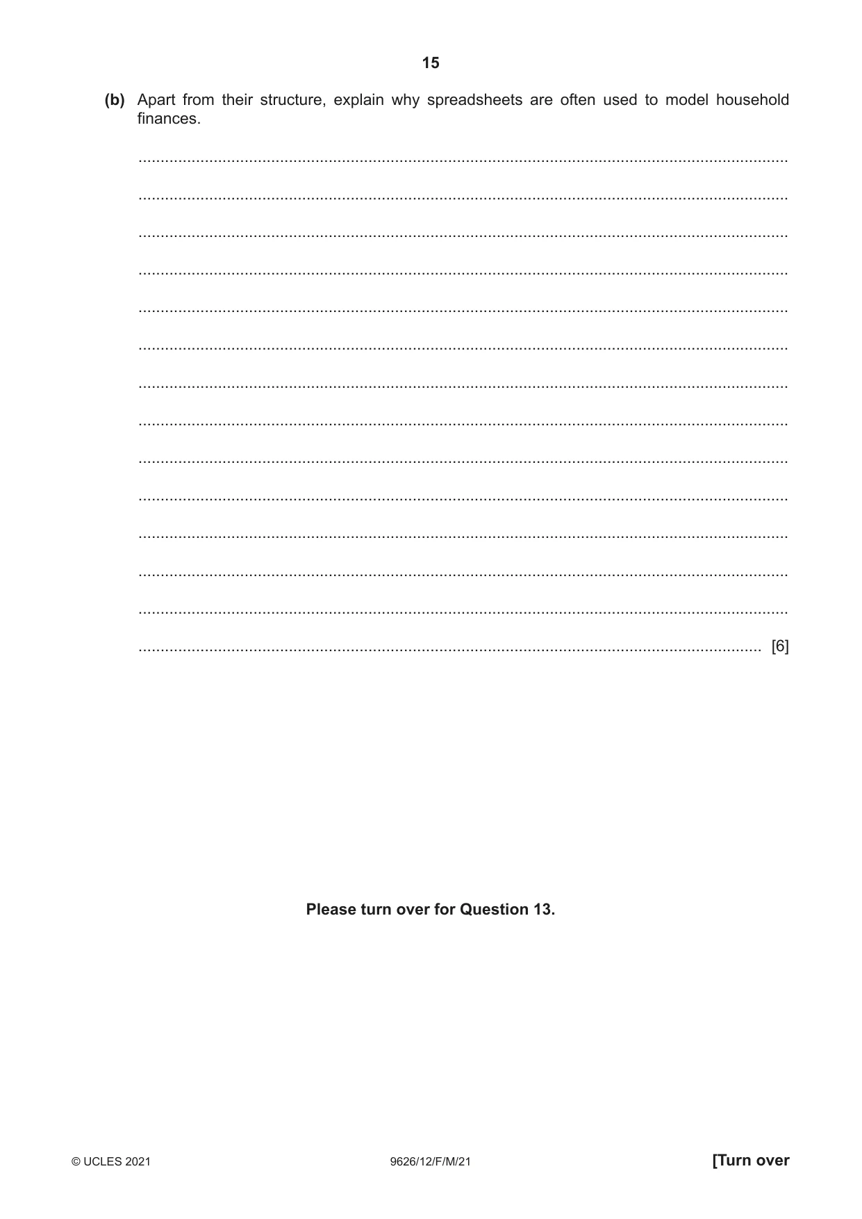 Cambridge A Level Information Technology (from 2017) 9626 2021 Feb/March Paper 1 · Variant 2 question paper, page 15 of 16