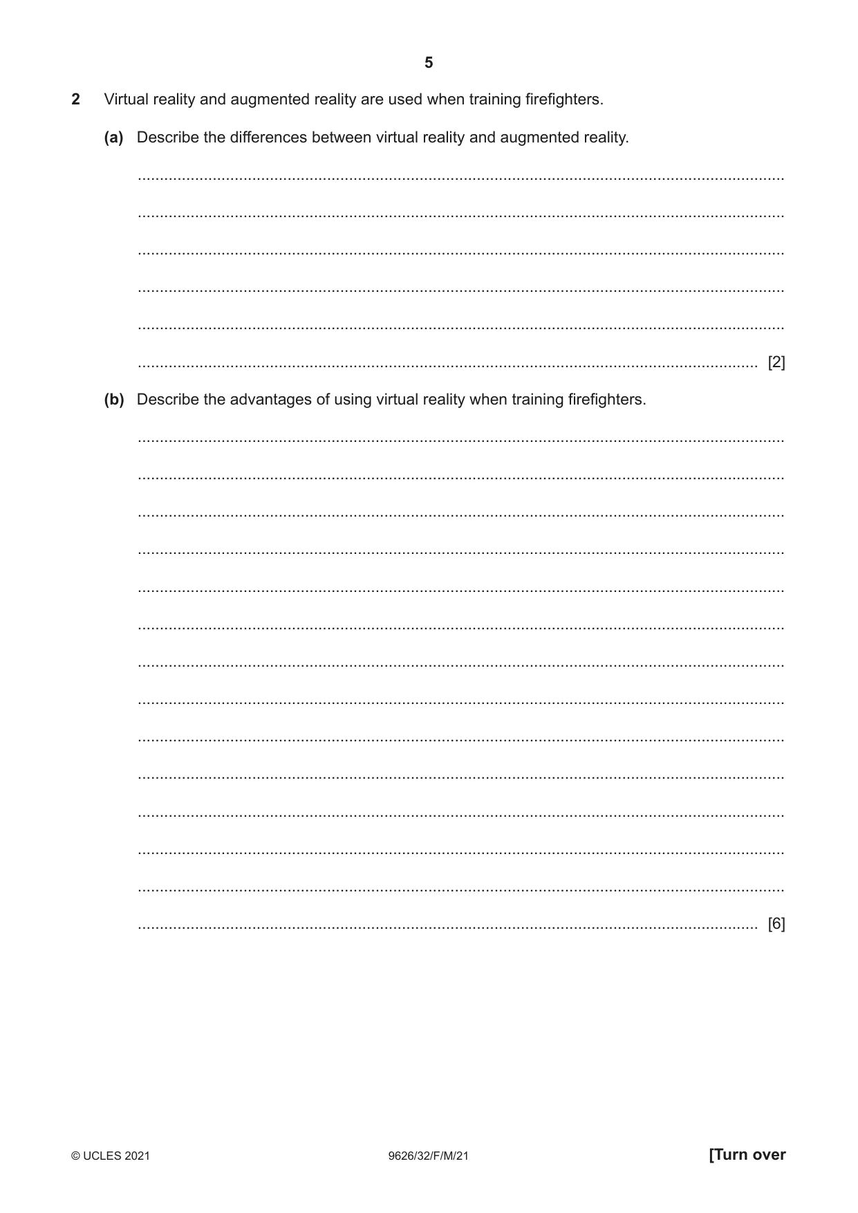 Cambridge A Level Information Technology (from 2017) 9626 2021 Feb/March Paper 3 · Variant 2 question paper, page 5 of 16