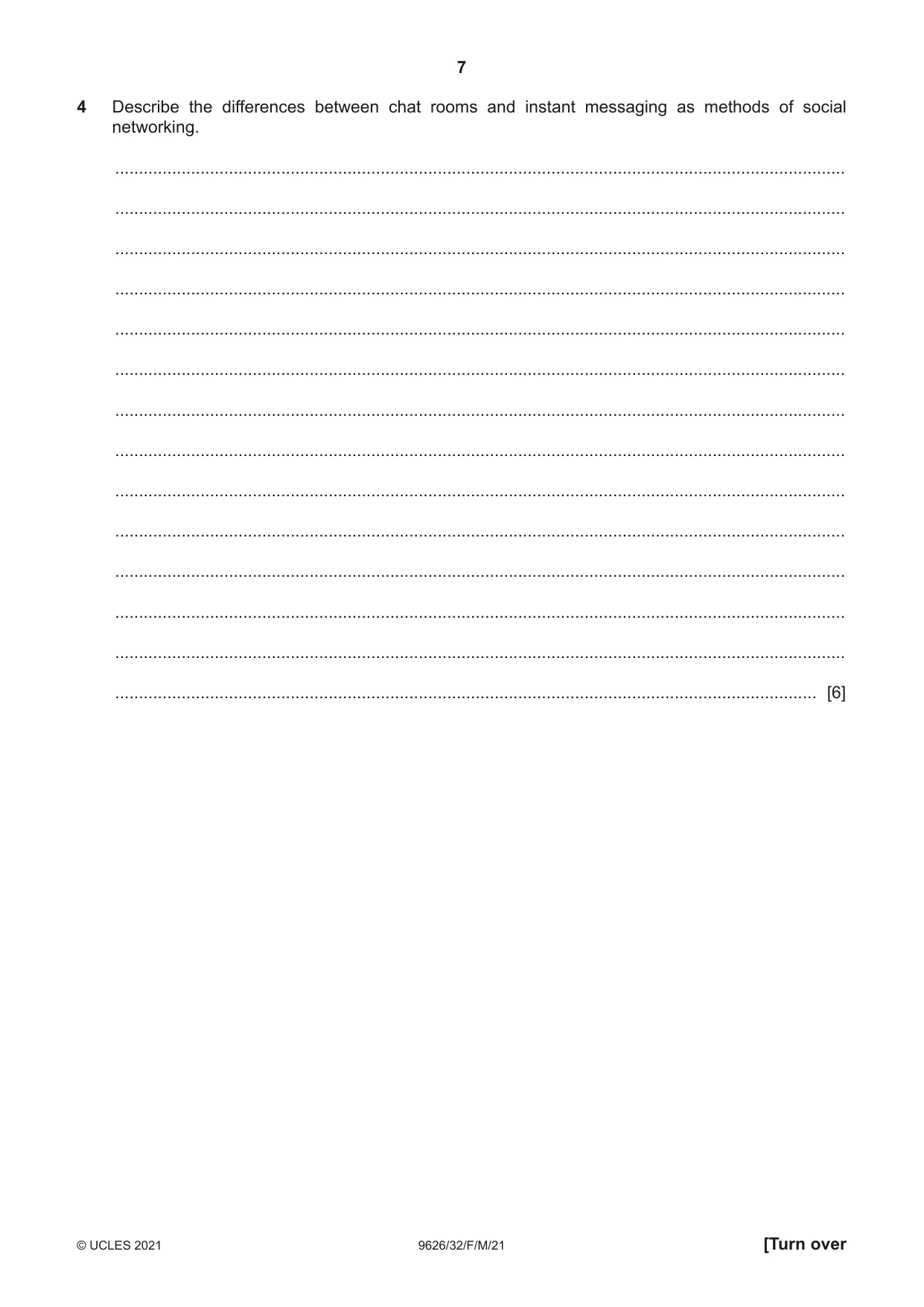 Cambridge A Level Information Technology (from 2017) 9626 2021 Feb/March Paper 3 · Variant 2 question paper, page 7 of 16