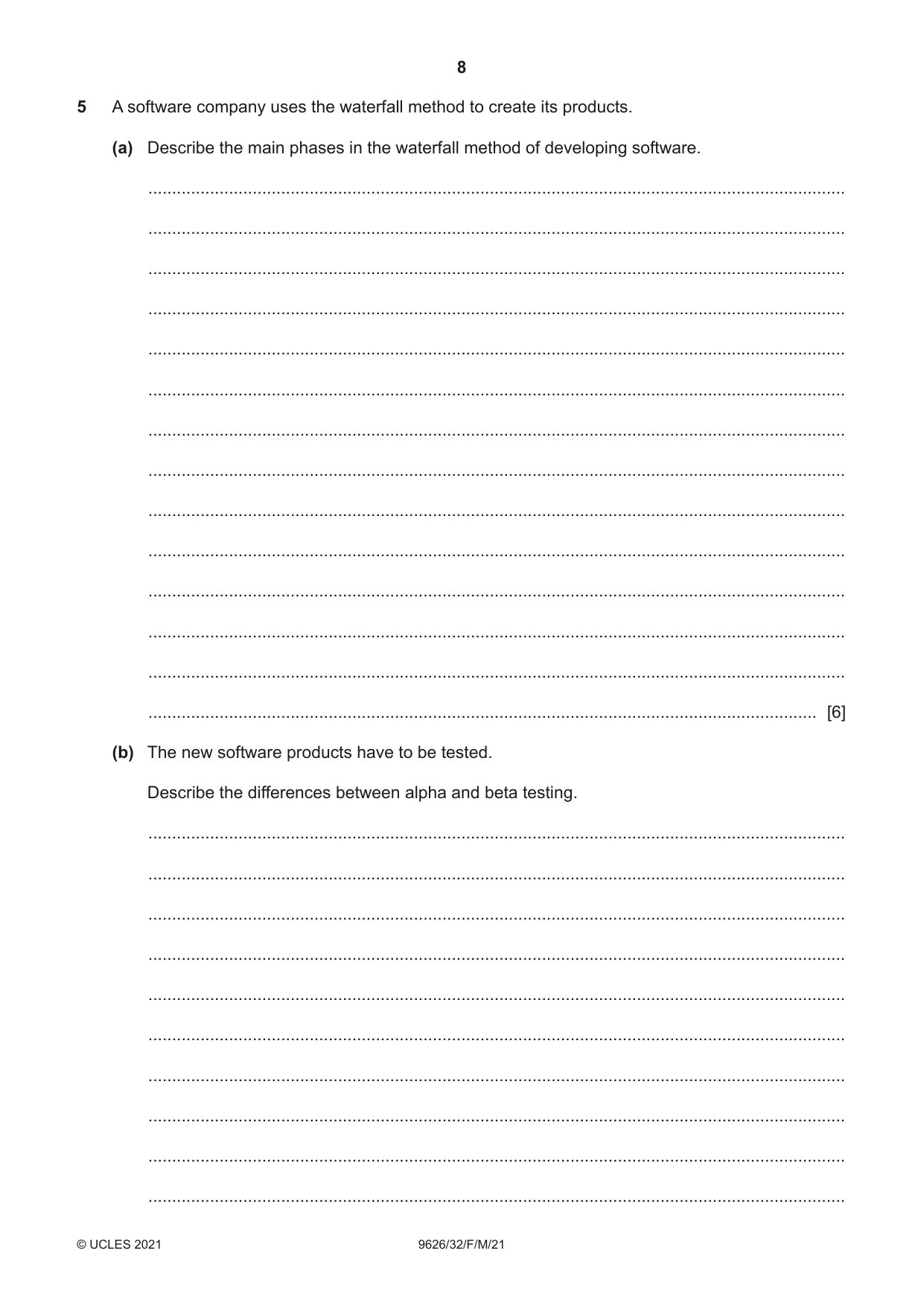 Cambridge A Level Information Technology (from 2017) 9626 2021 Feb/March Paper 3 · Variant 2 question paper, page 8 of 16