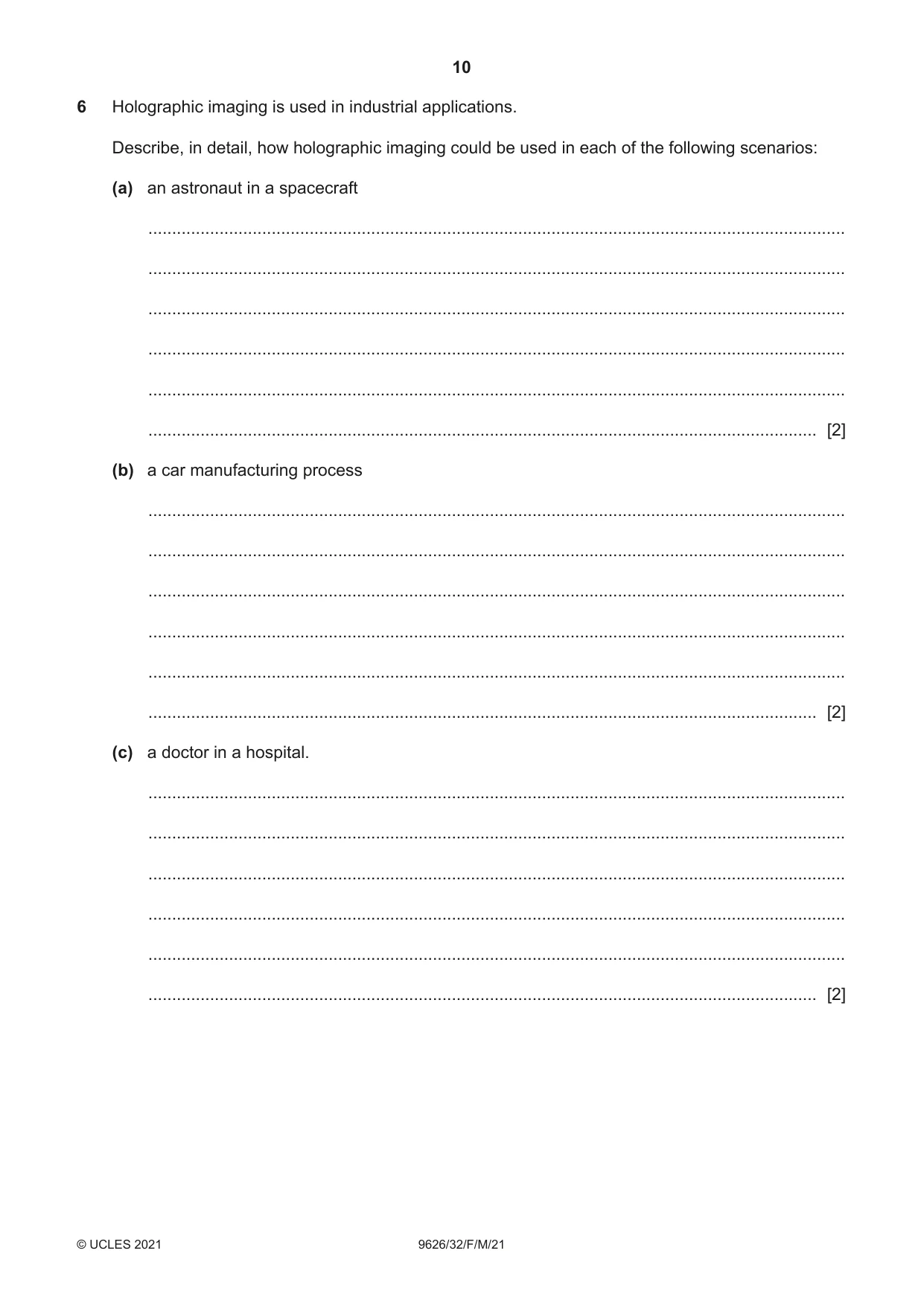 Cambridge A Level Information Technology (from 2017) 9626 2021 Feb/March Paper 3 · Variant 2 question paper, page 10 of 16