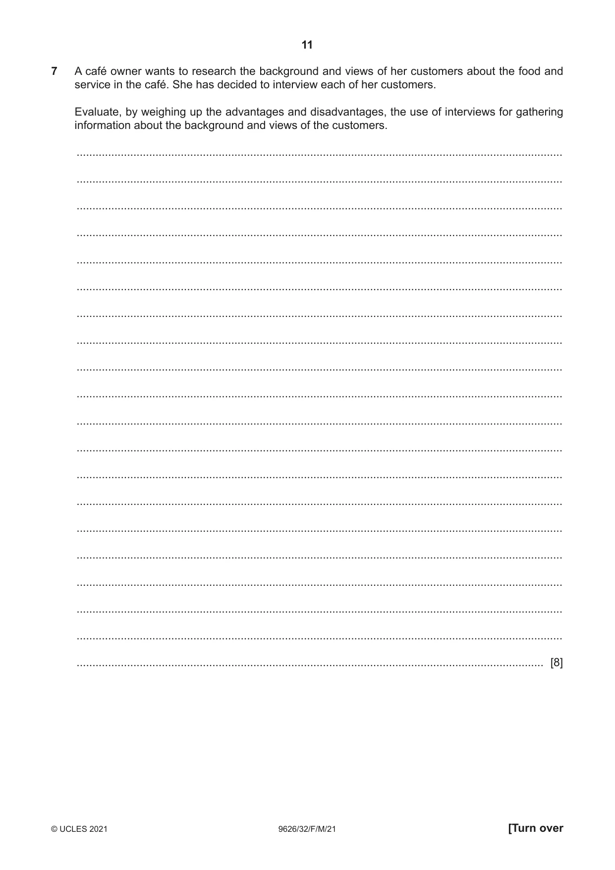 Cambridge A Level Information Technology (from 2017) 9626 2021 Feb/March Paper 3 · Variant 2 question paper, page 11 of 16