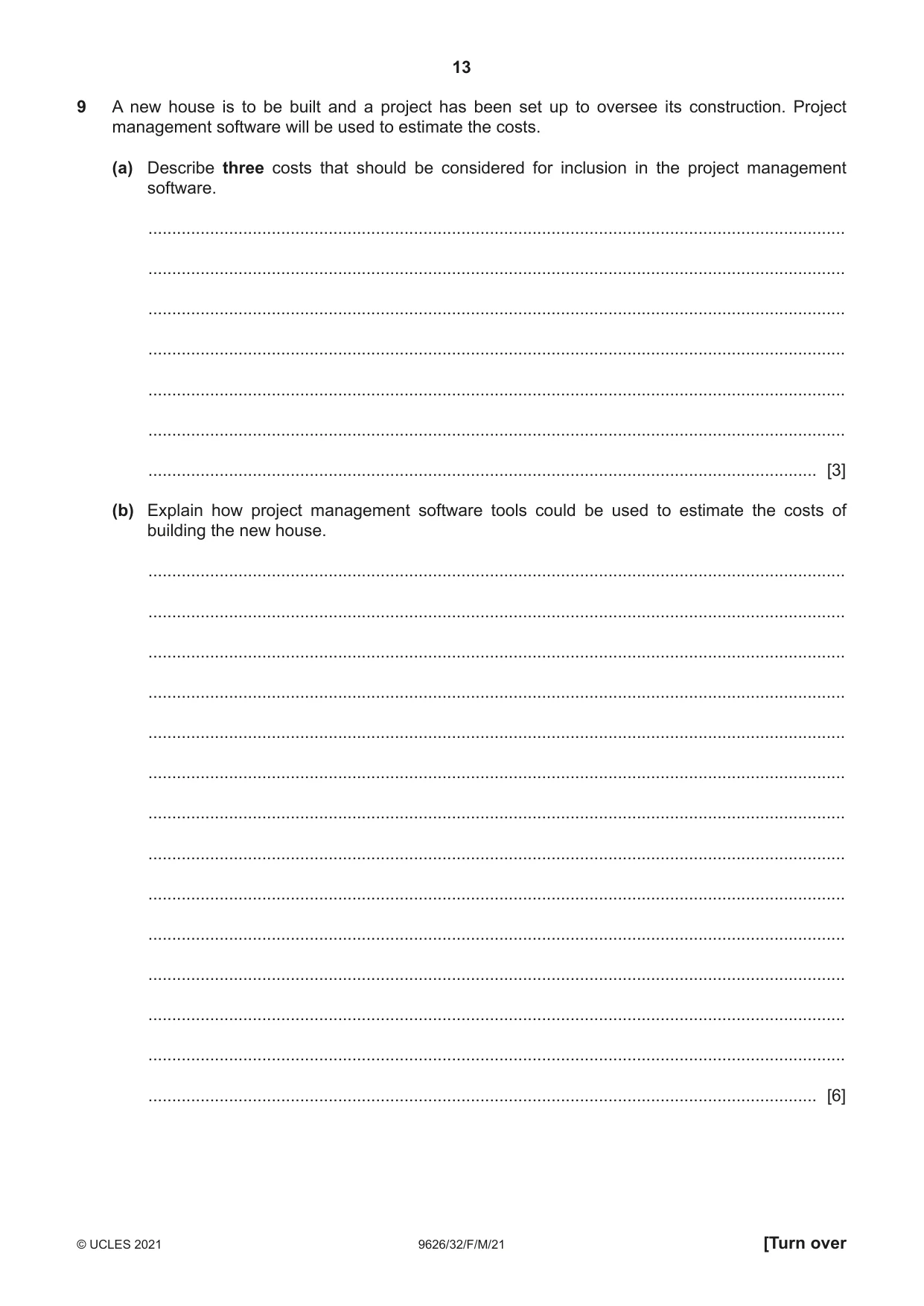 Cambridge A Level Information Technology (from 2017) 9626 2021 Feb/March Paper 3 · Variant 2 question paper, page 13 of 16
