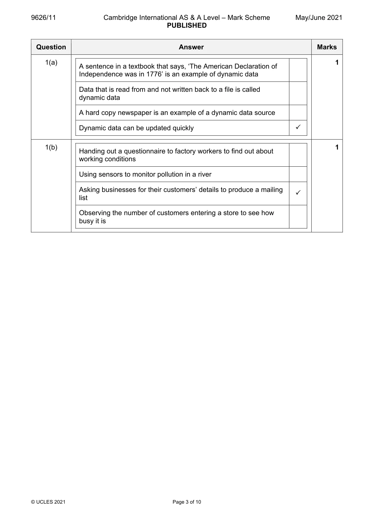 Mark scheme, page 3 of 10