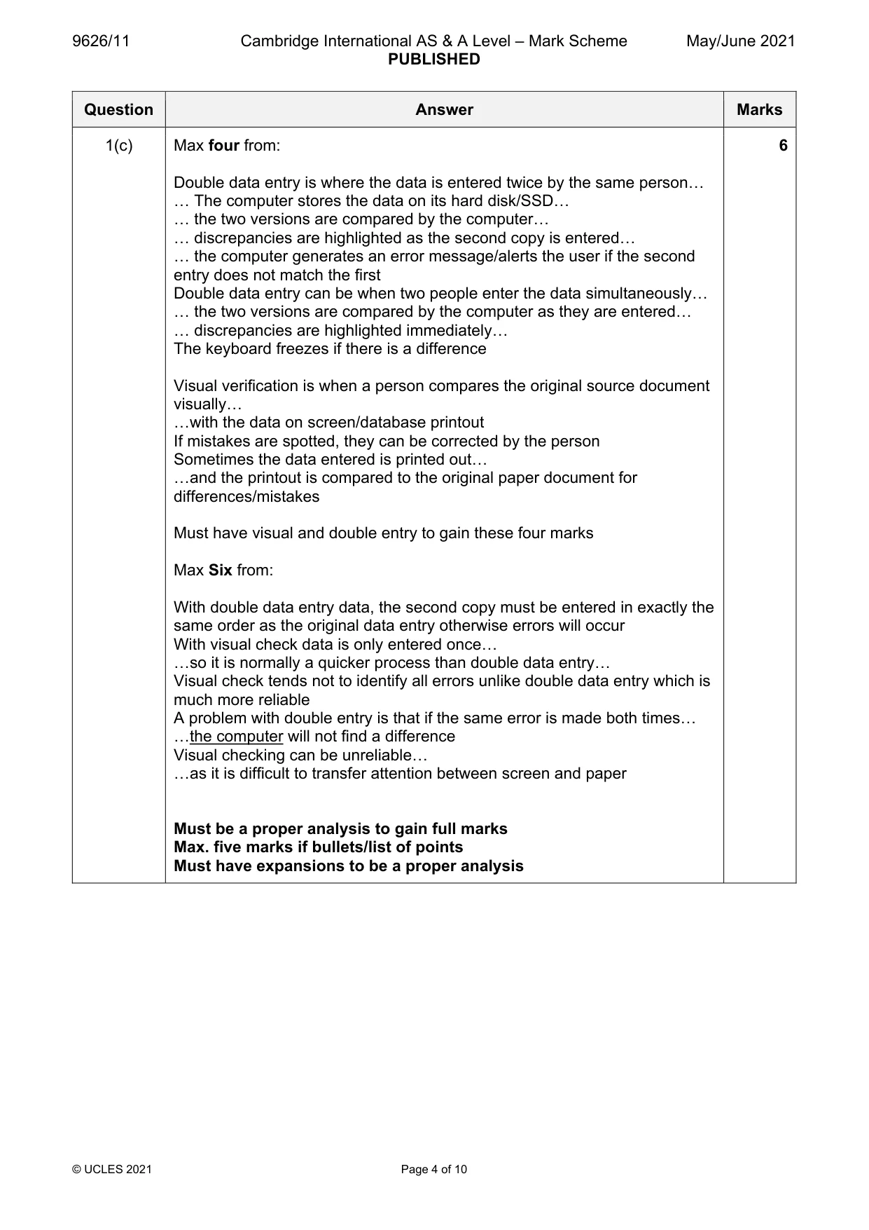 Mark scheme, page 4 of 10