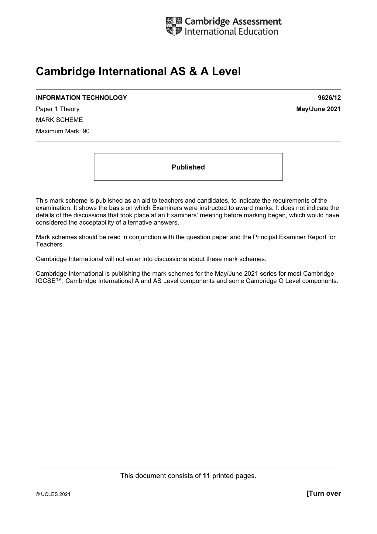 Mark scheme, page 1 of 11