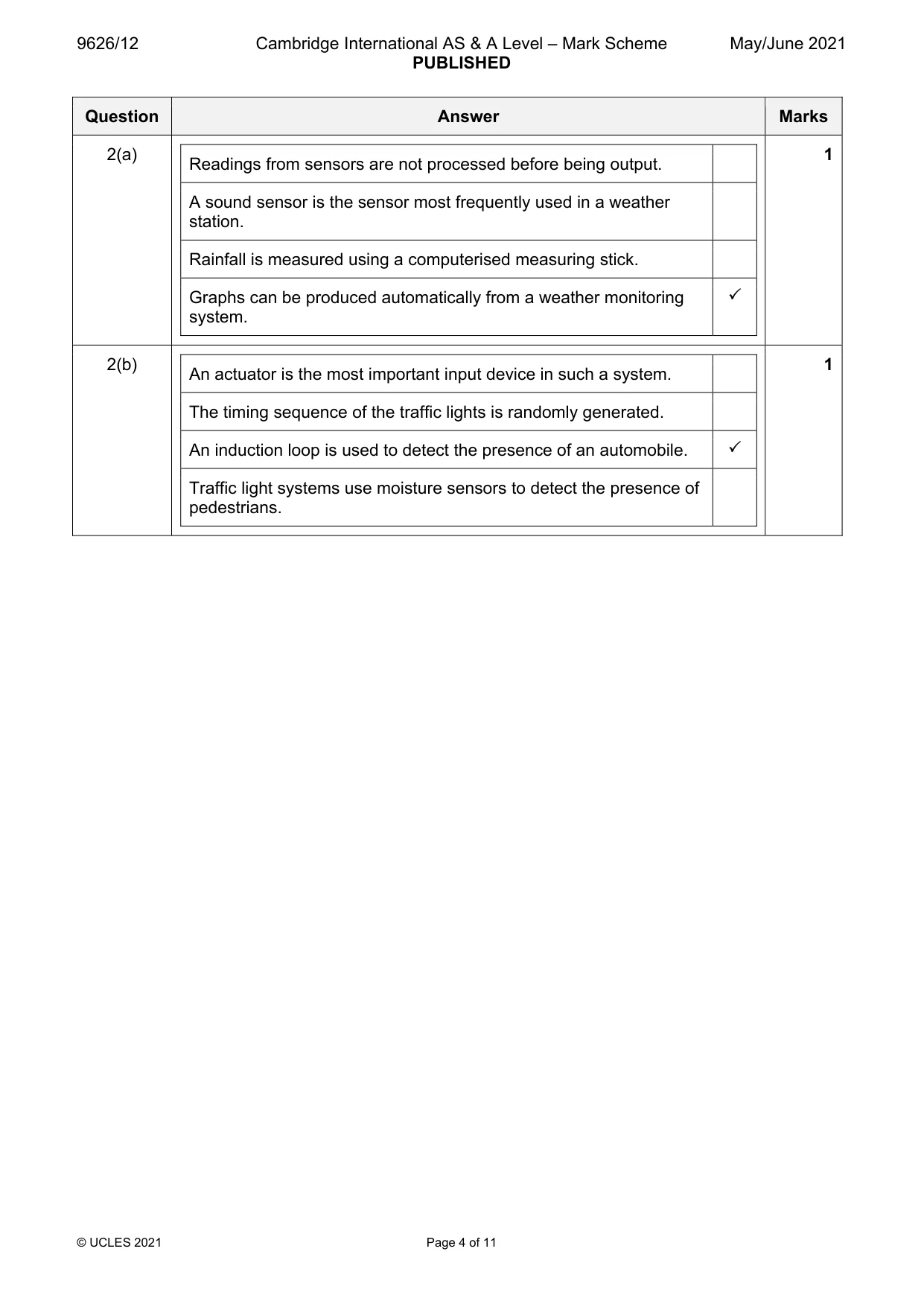 Mark scheme, page 4 of 11