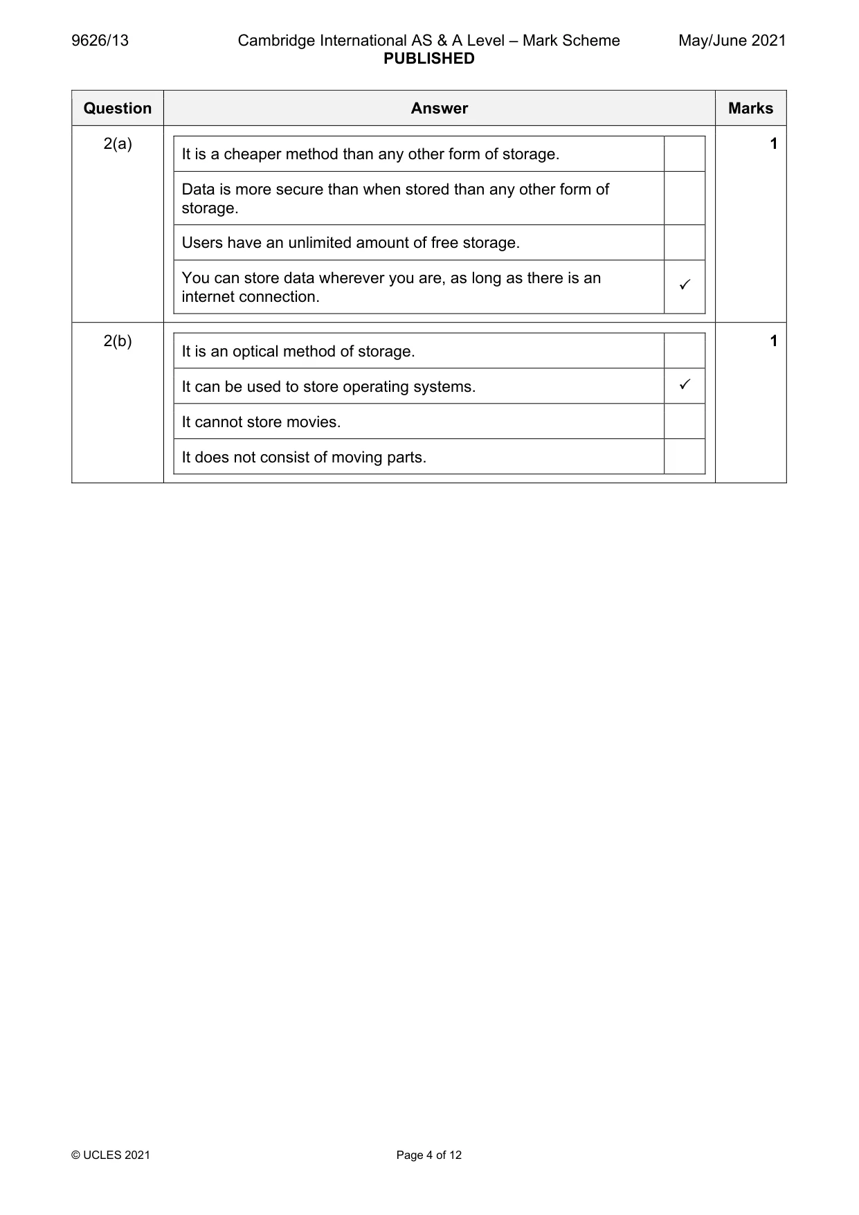Mark scheme, page 4 of 12