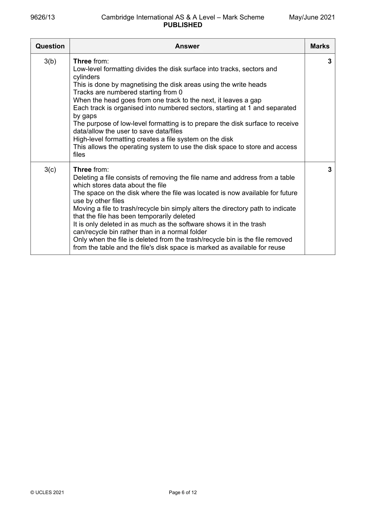 Mark scheme, page 6 of 12