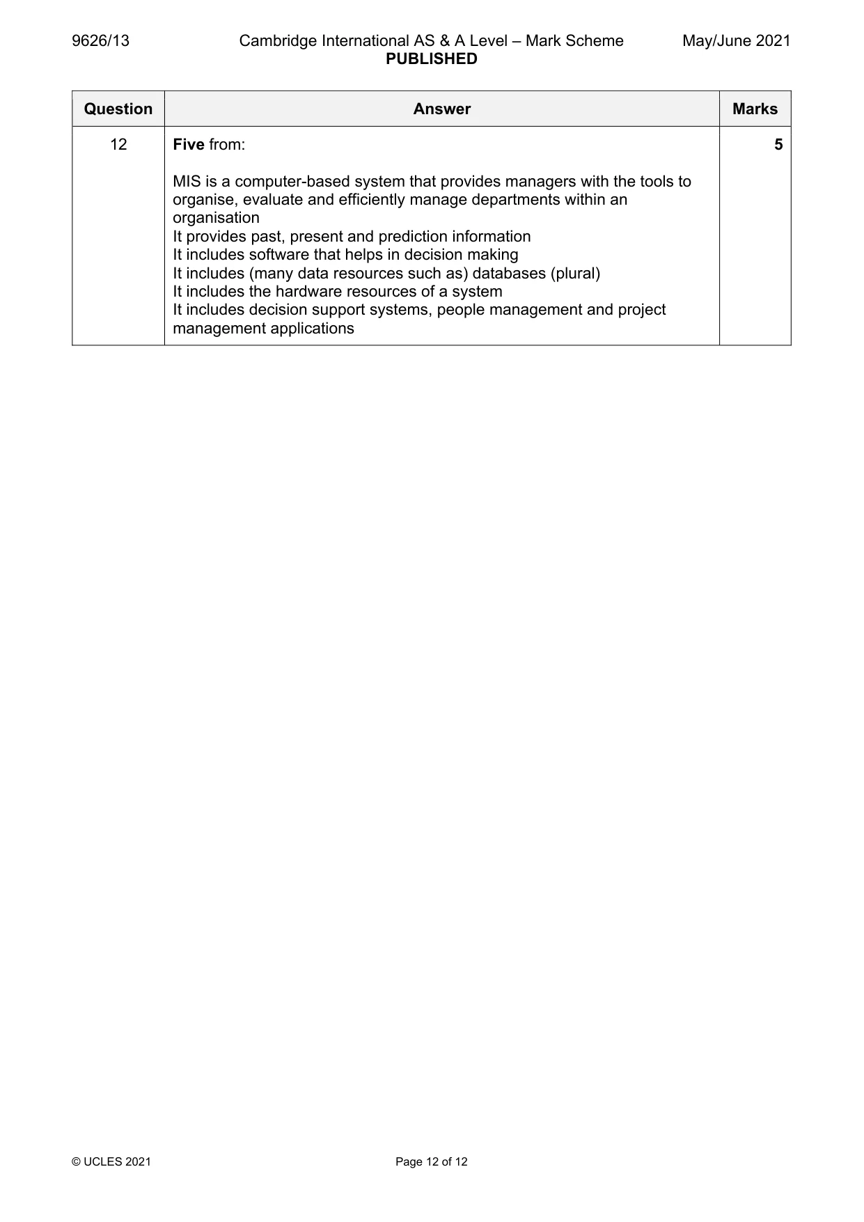 Mark scheme, page 12 of 12