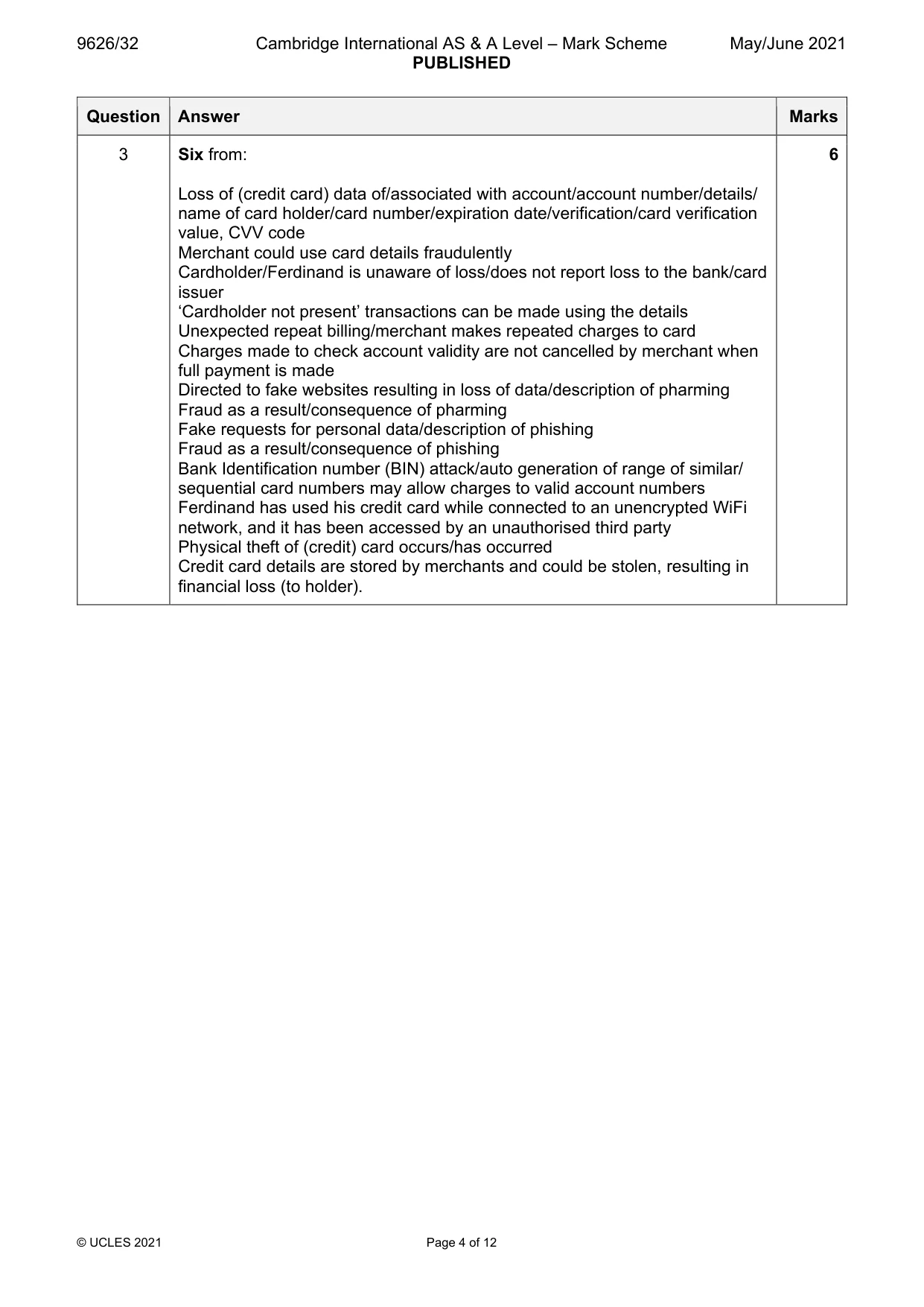 Mark scheme, page 4 of 12