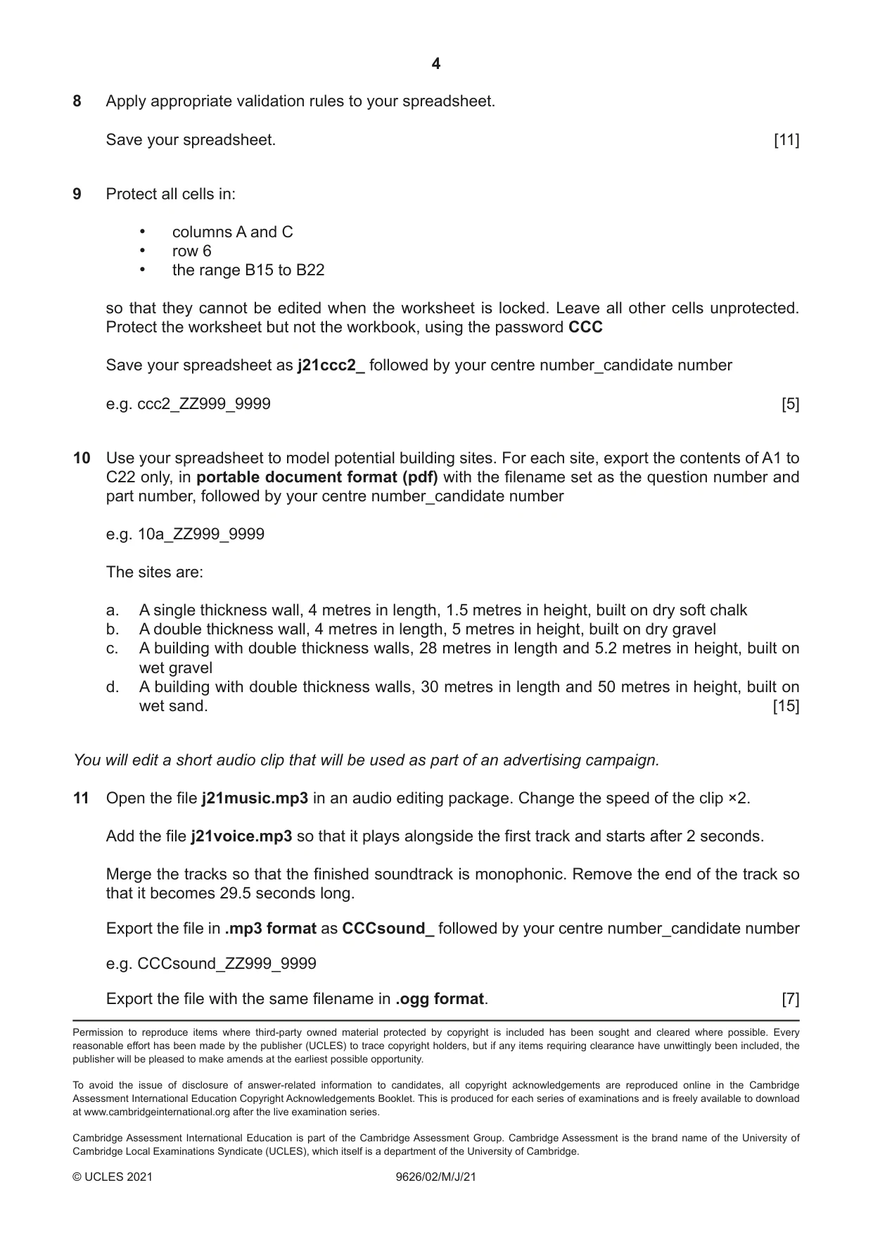 Cambridge A Level Information Technology (from 2017) 9626 2021 May/June Paper 2 · Variant 0 question paper, page 4 of 4